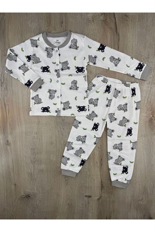 Seçkin (3-6 Yaş) Ağaca Sarılan Koala Desenli Önden Çıtçıtlı Pijama Takımı