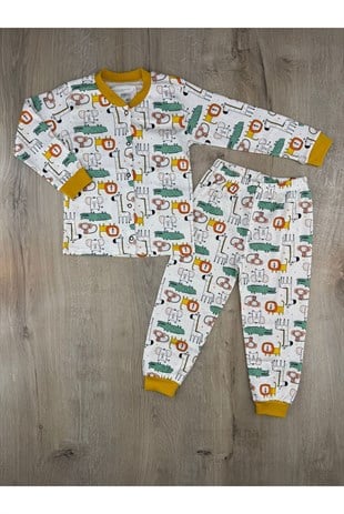Seçkin (3-6 Yaş) Hayvanlar Alemi Desenli Önden Çıtçıtlı Pijama Takımı