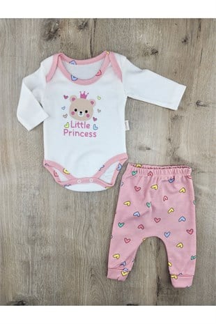 Süpermini (0-9 Ay) Little Princess Desenli Çıtçıtlı Badili Takım