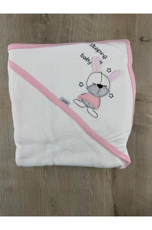 Zıpır Baby (0-2 Yaş) Uyuyan Tavşan Desenli Banyo Havlusu