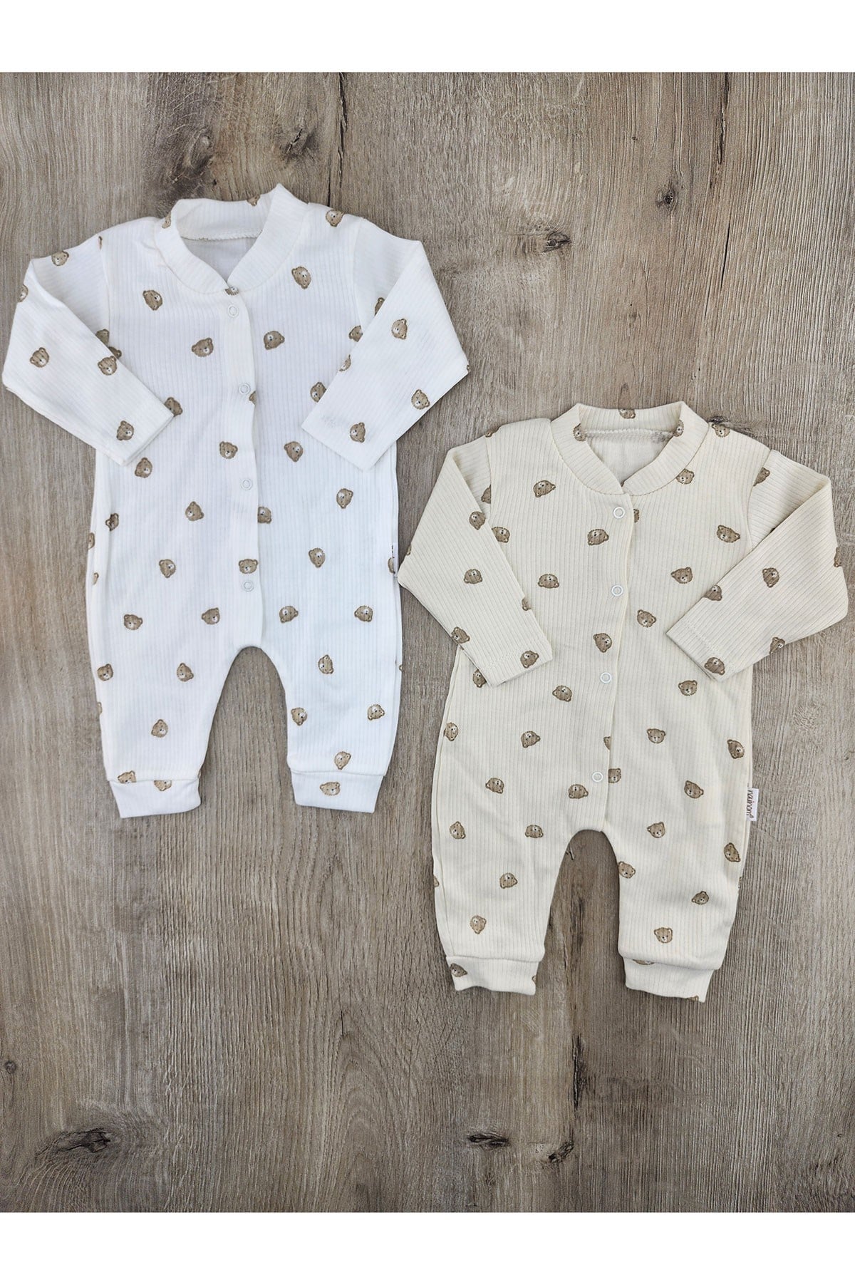 #260434 (0-9 Ay) Sevimli Ayıcık Desenli Patiksiz Tulum