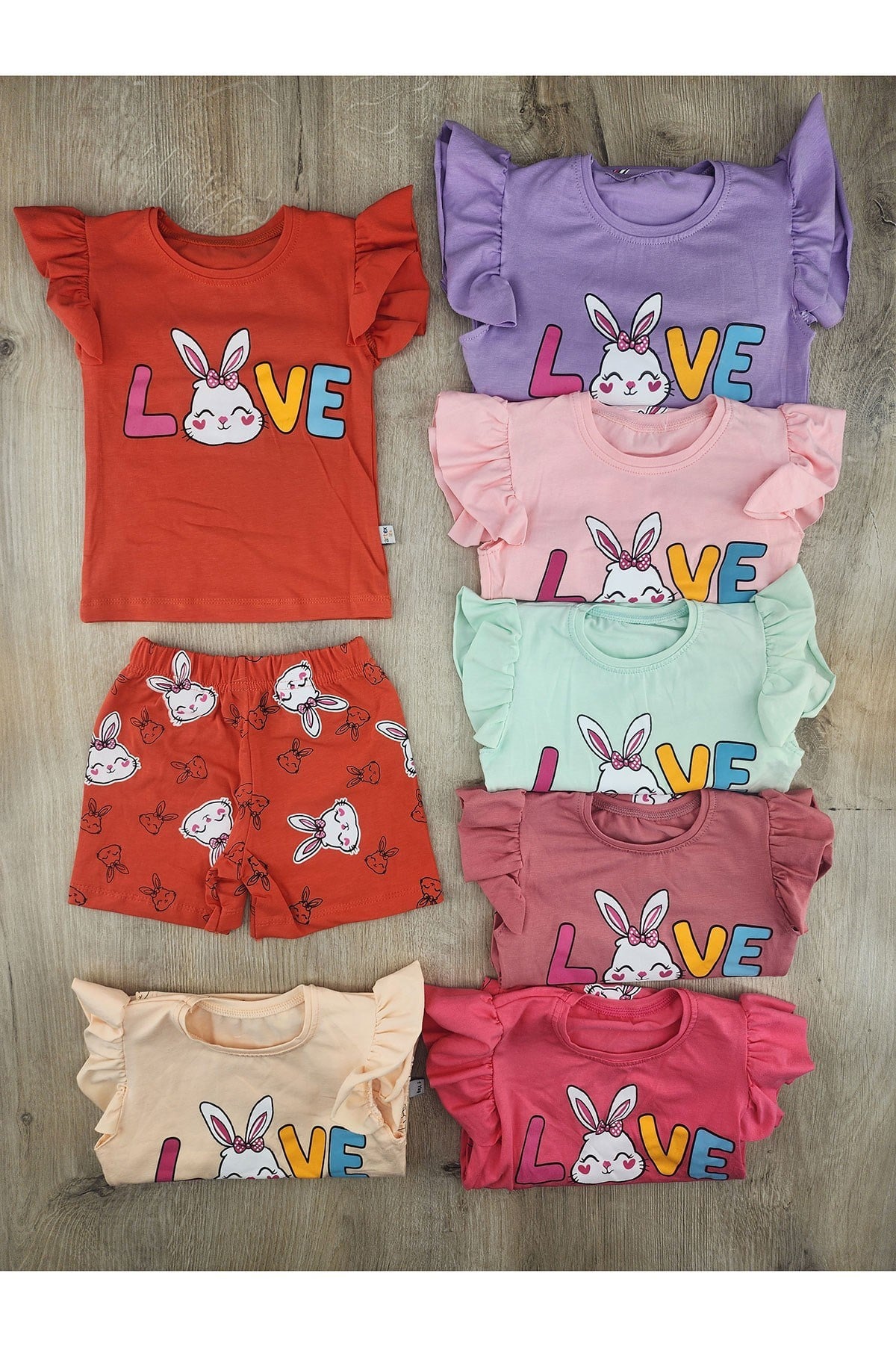 Artex (1-4 Yaş) Love Tavşan Desenli Şortlu Takım