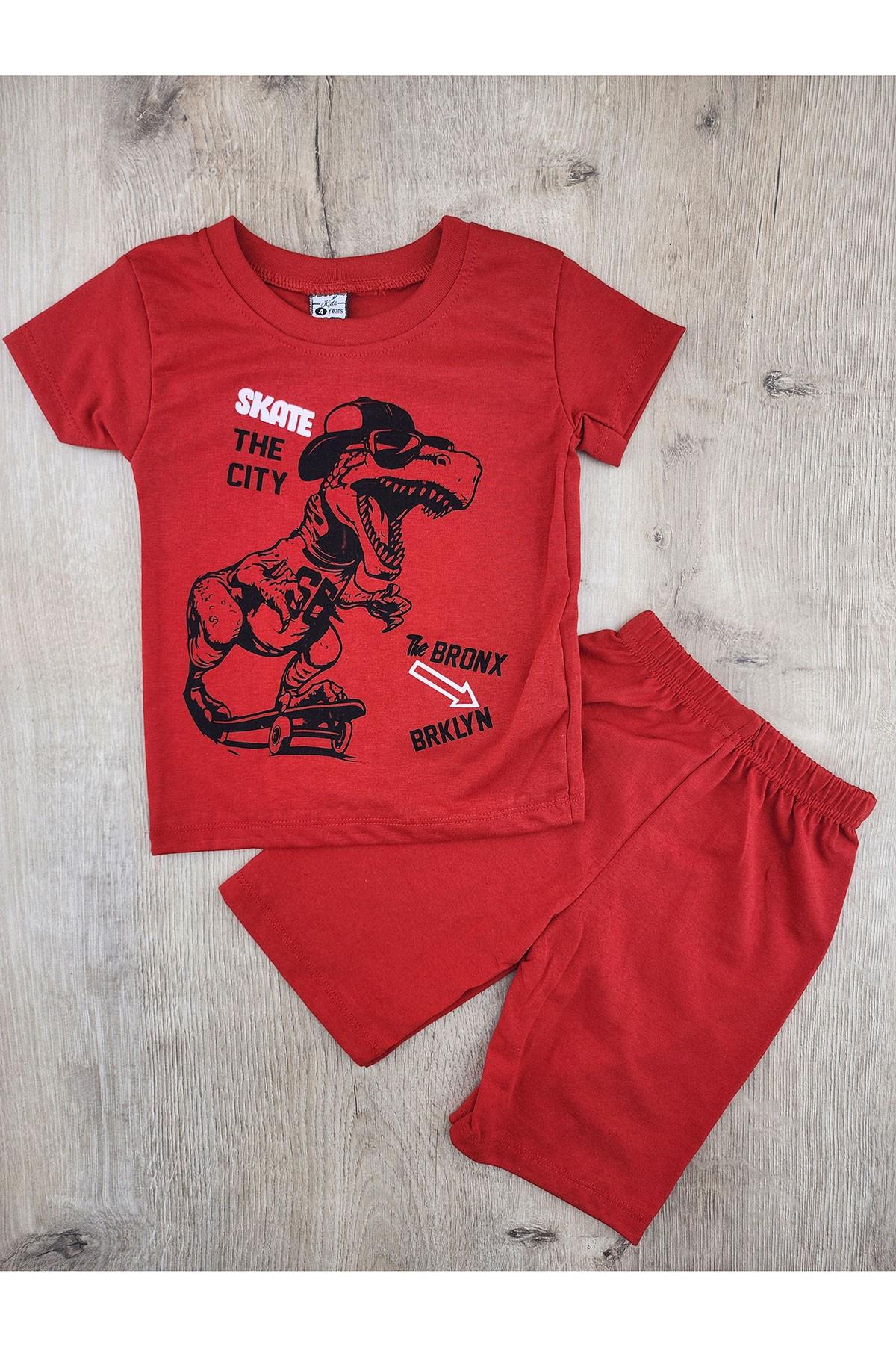 Ataoğlu (3-8 Yaş) Dino Desenli Şortlu Takım