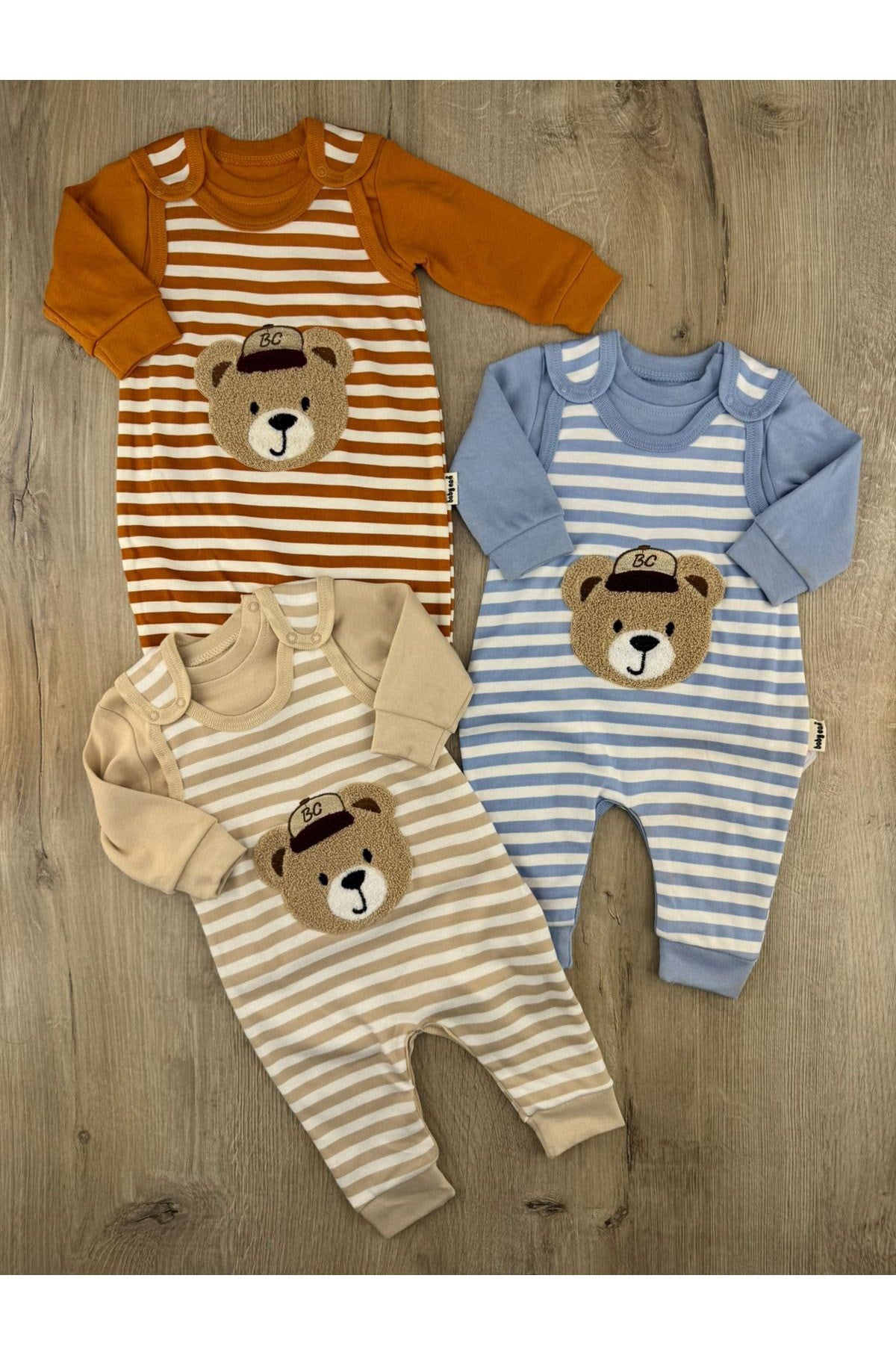Babycan (3-12 Ay) Ayıcık Nakışlı Çizgili Badili Slopet
