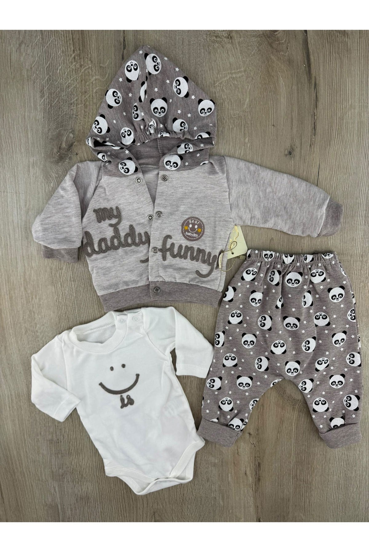 Babyim (0-9 Ay) Funny Desenli 3Lü Hırkalı Takım