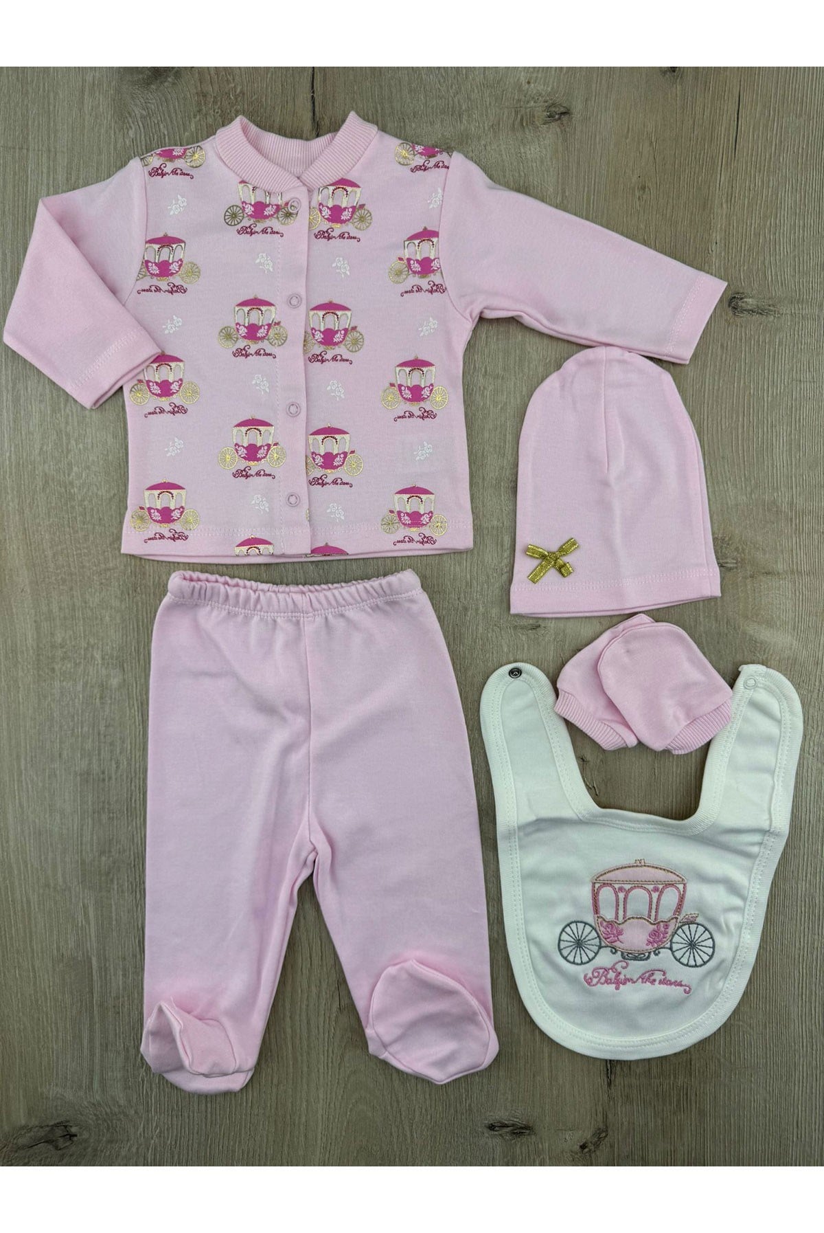 Babyim 2238 (0-3 Ay) Nostaljik Fayton Desenli Zıbın Takımı