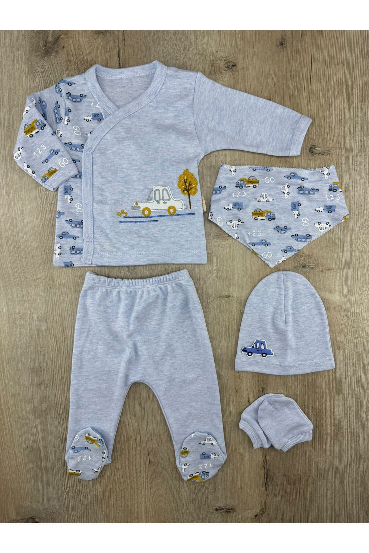 Babyim 2340 (0-3 Ay) Araba Nakışlı Zıbın Takımı