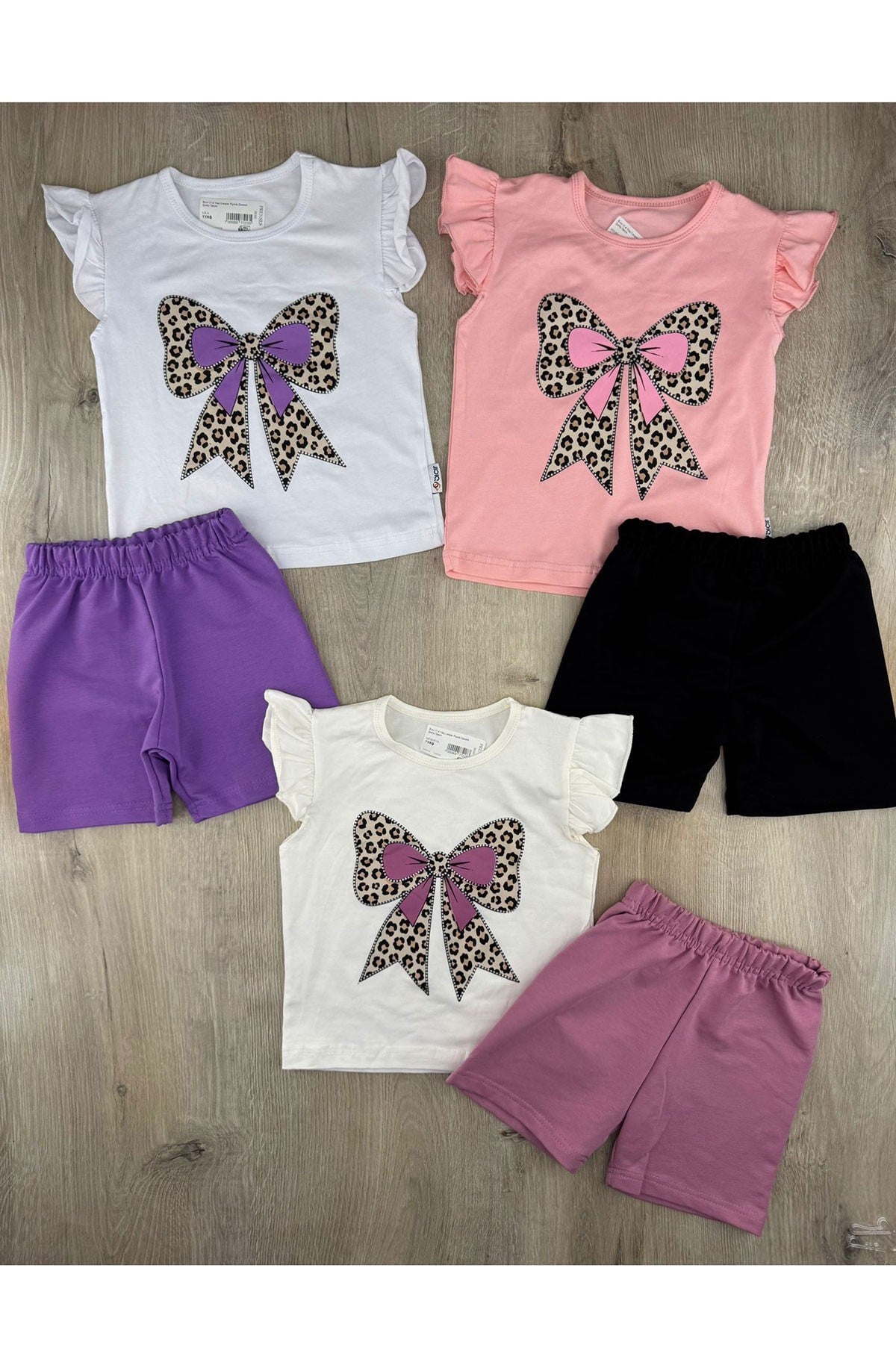 Bıcır (1-4 Yaş) Leopar Fiyonk Desenli Şortlu Takım