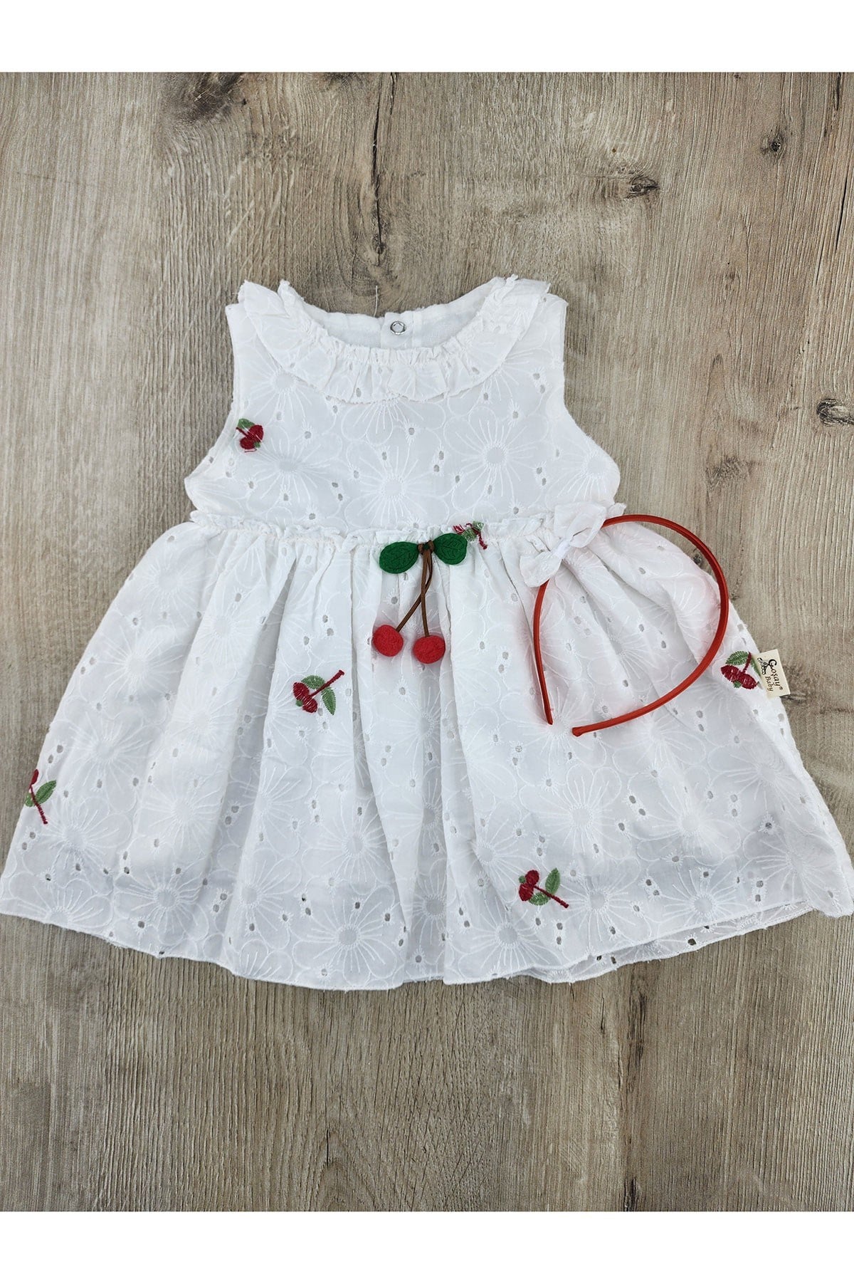 Coşay (9-24 Ay) Kiraz Desenli Taclı Elbise