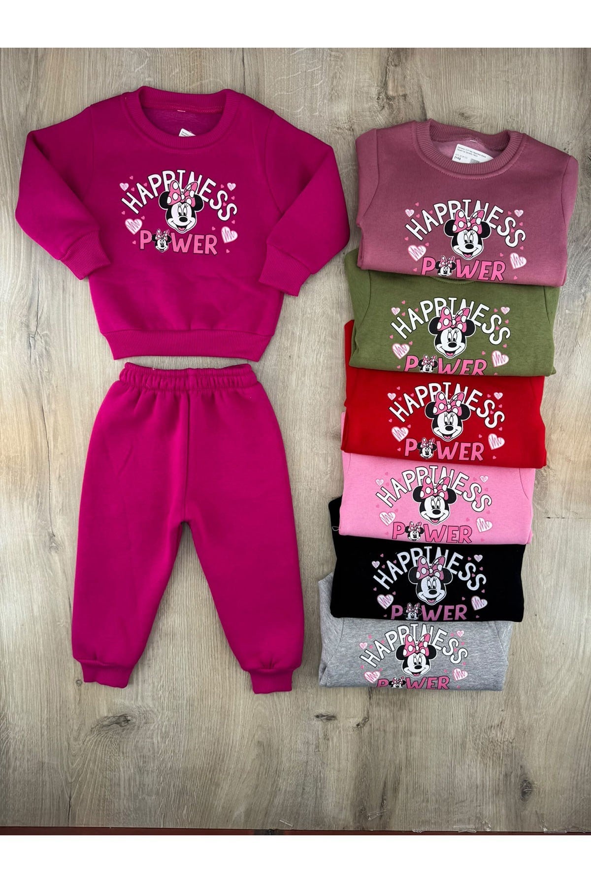 Damlanur (2-6 Yaş) Happiness Minnie Desenli 3ip Şardonlu Takım