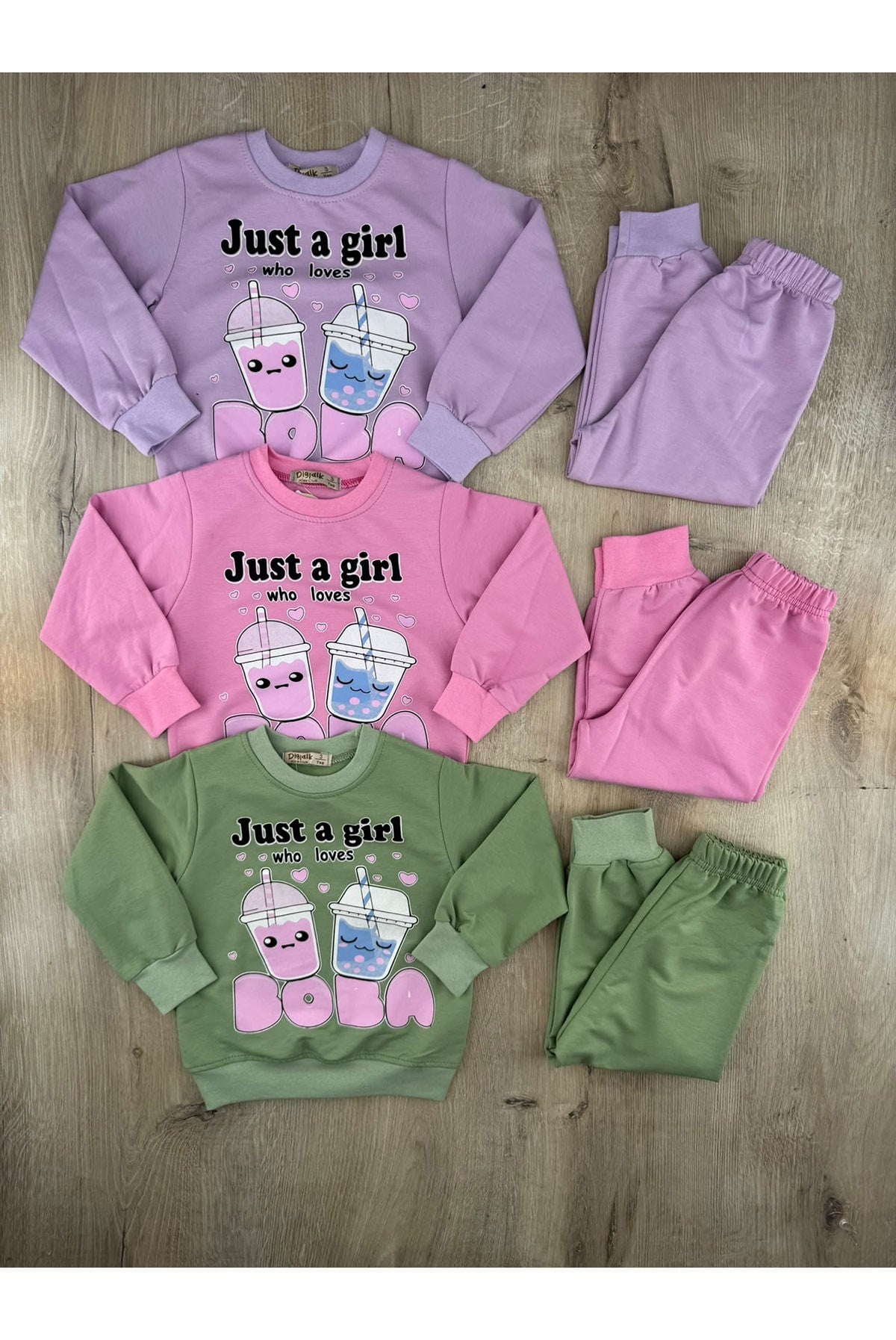 Dıgıdık (3-7 Yaş) Just a Girl Desenli Mevsimlik Takım