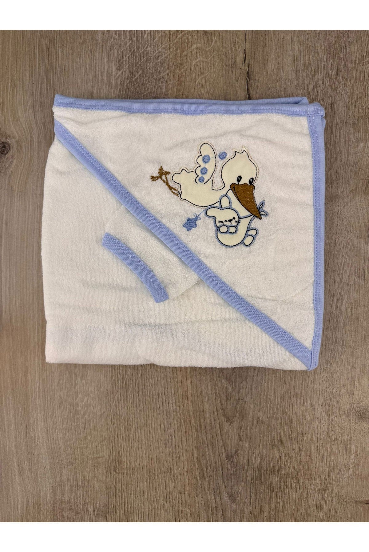 Gülünce (0-2 Yaş) Leylek Desenli Banyo Havlusu