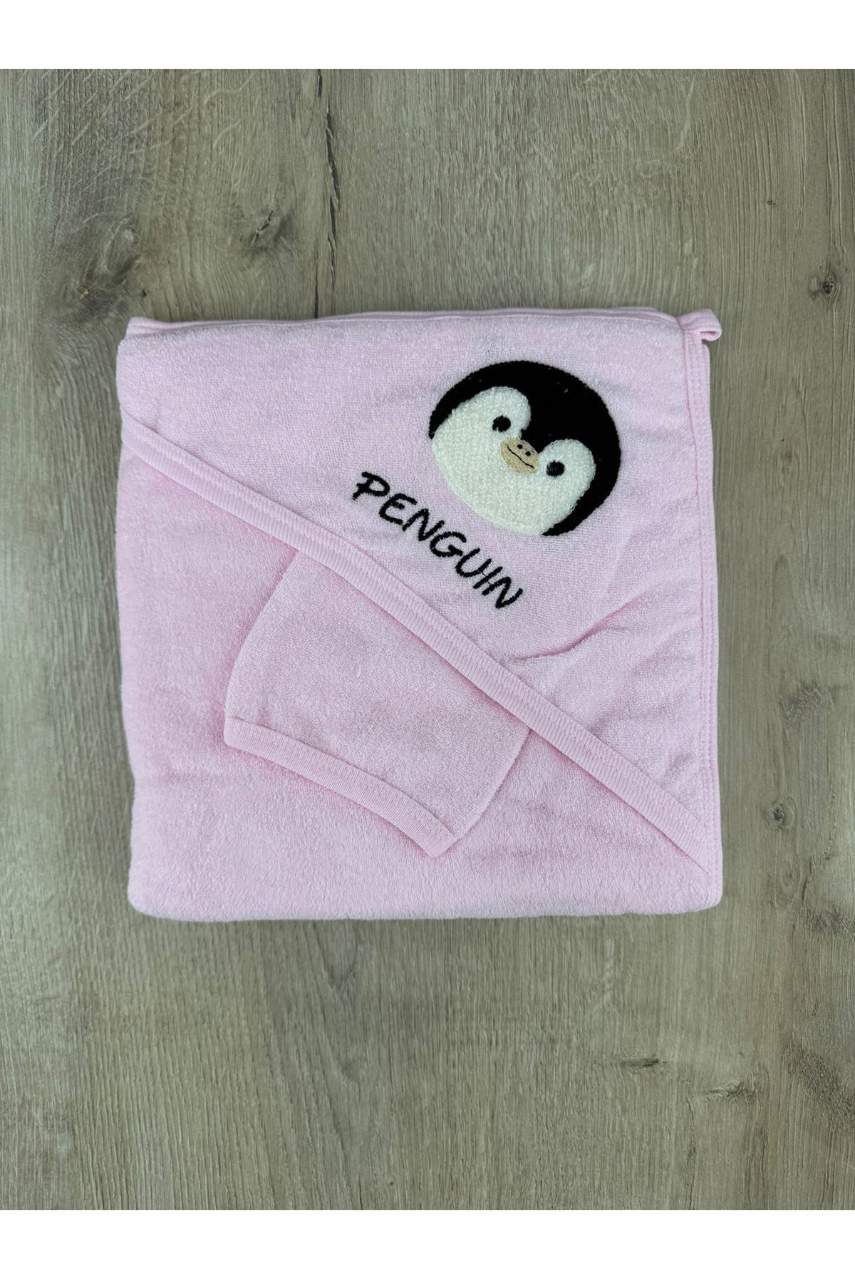 Gülünce Baby (0-2 Yaş) Penguen Desenli Banyo Havlusu