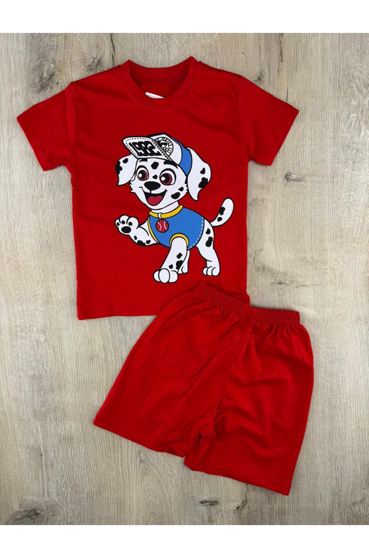 Keskincan (2-5 Yaş) Sevimli Şapkalı Köpek Desenli Şortlu Takım