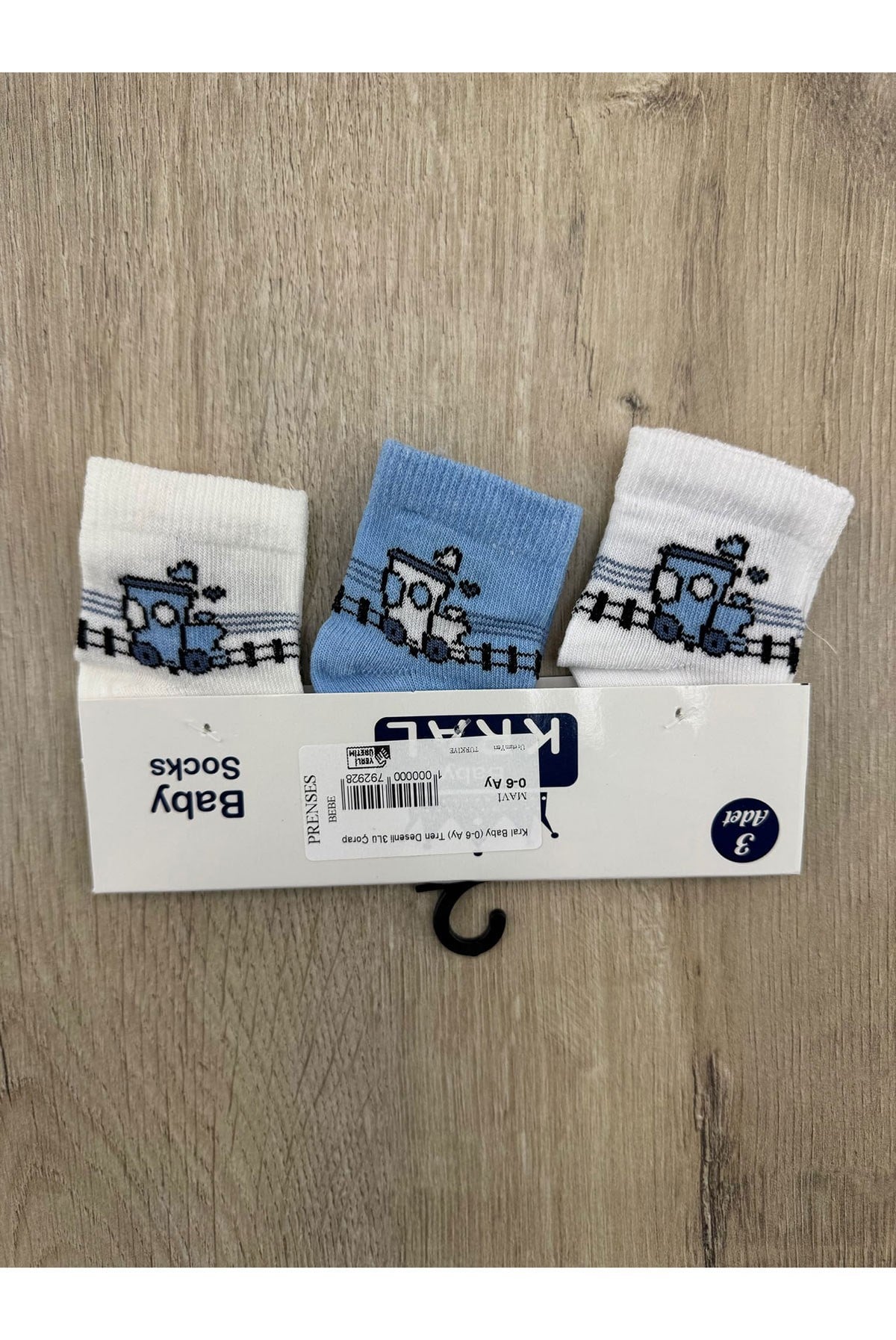 Kral Baby (0-6 Ay) Tren Desenli 3Lü Çorap