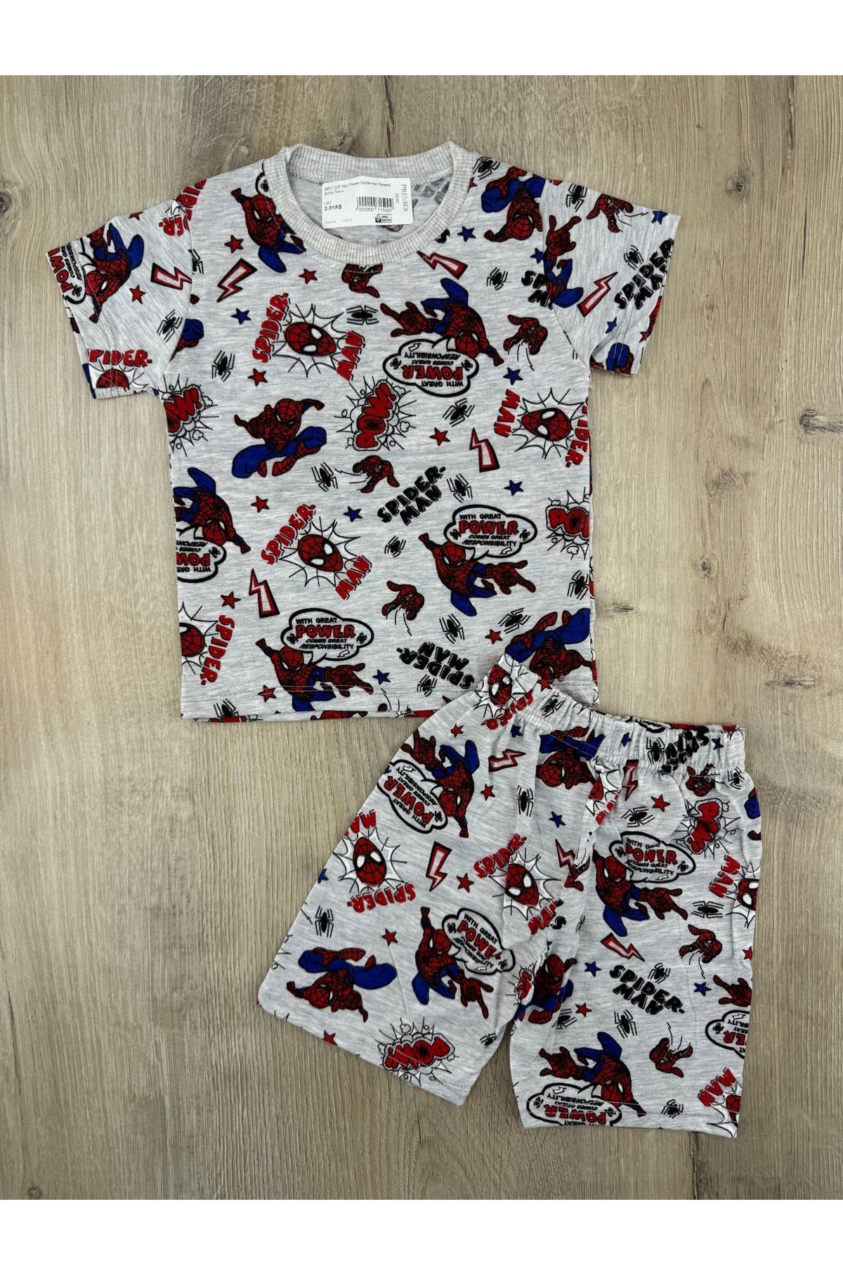 MDY-41 (2-6 Yaş) Pow Spiderman Desenli Şortlu Takım