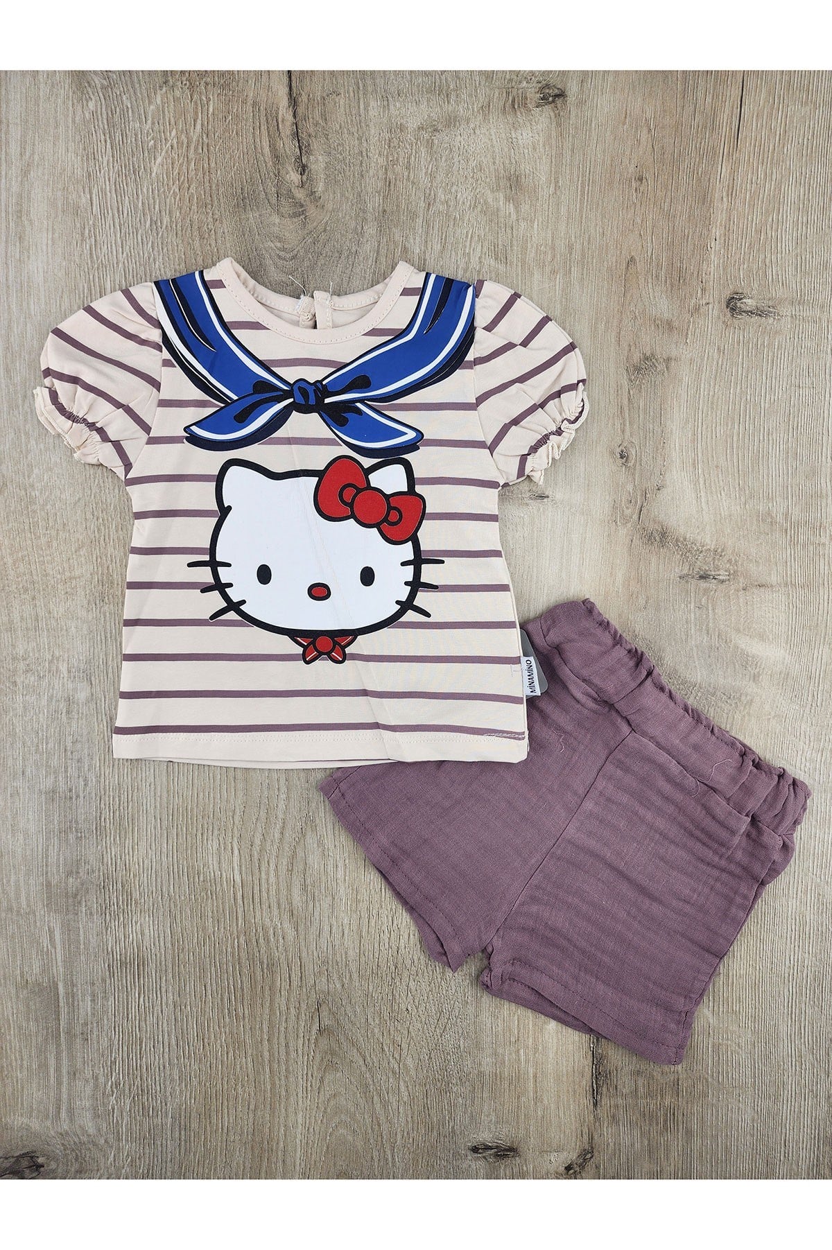Minamino (6-24 Ay) Hello Kitty Desenli Müslin Şortlu Takım