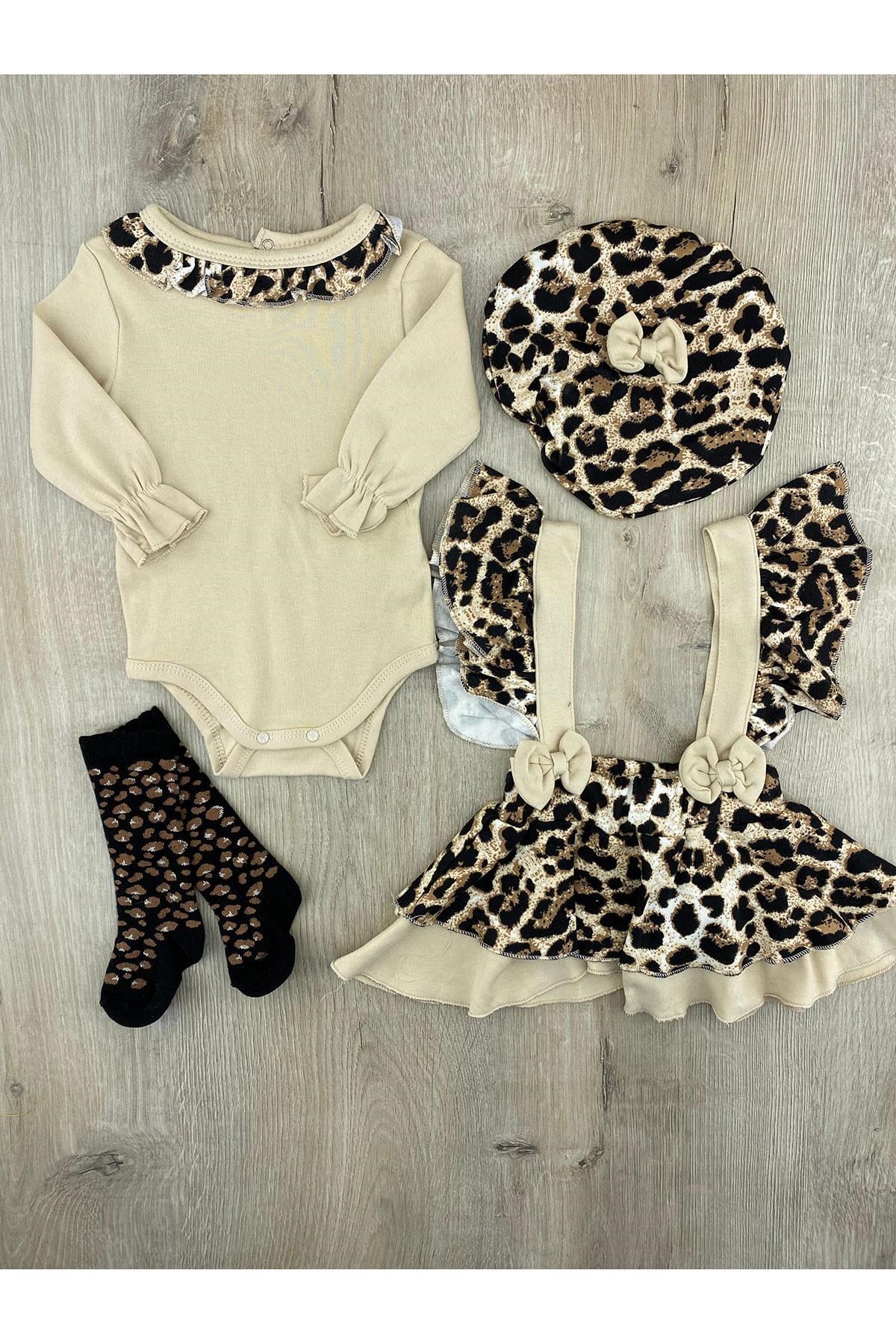 Mini Cayzen Leopar Desenli 4Lü Takım