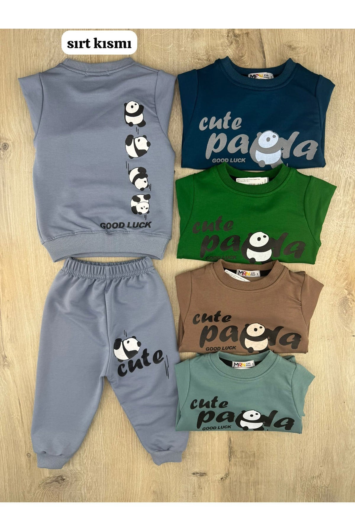 MRN (1-4 Yaş) Cute Panda Desenli Önü Cepli Mevsimlik Takım