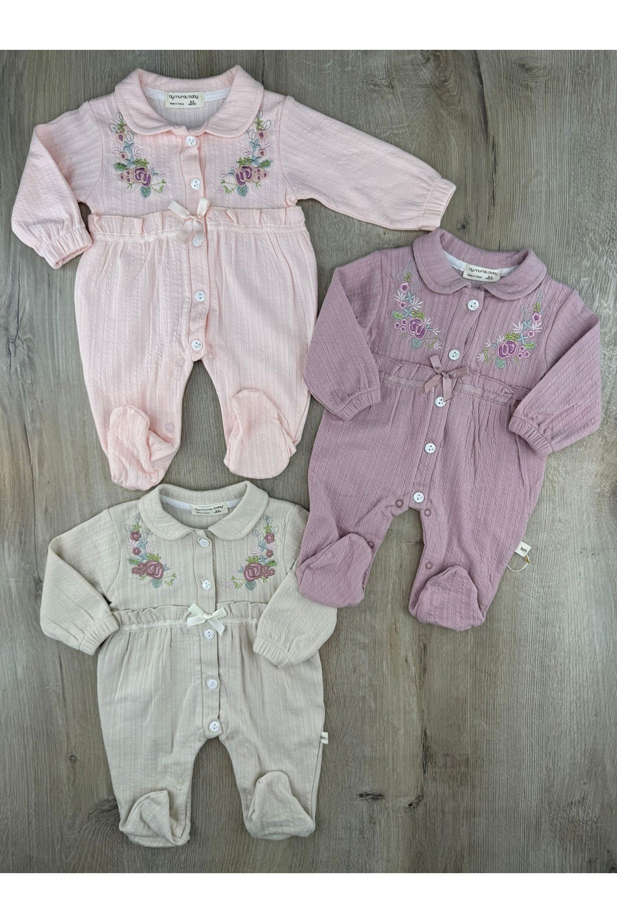 Murat Baby (0-12 Ay) 9556 Kaneviçe Desenli Önden Düğmeli Tulum