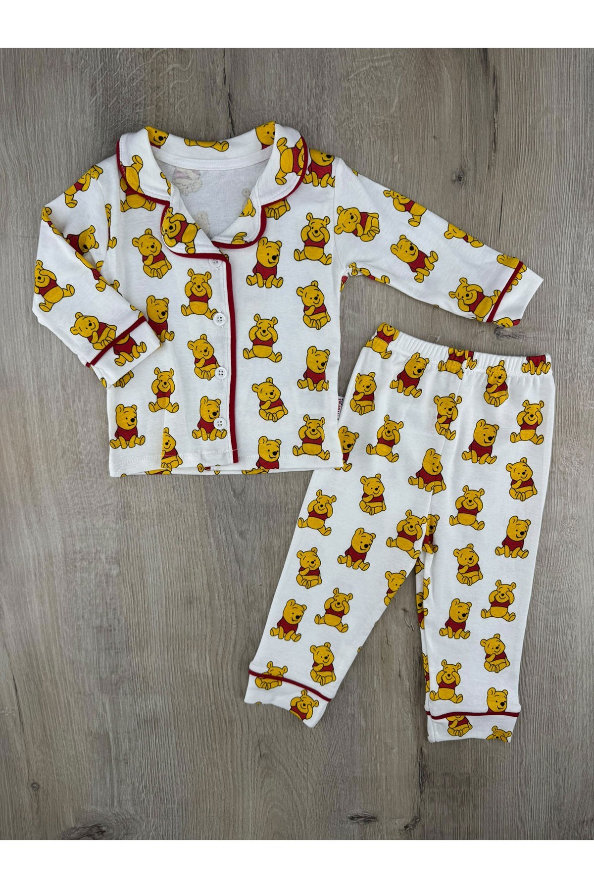 Murat Baby (6-24 Ay) 10115 Pooh Desenli Önden Düğmeli Pijama Takımı