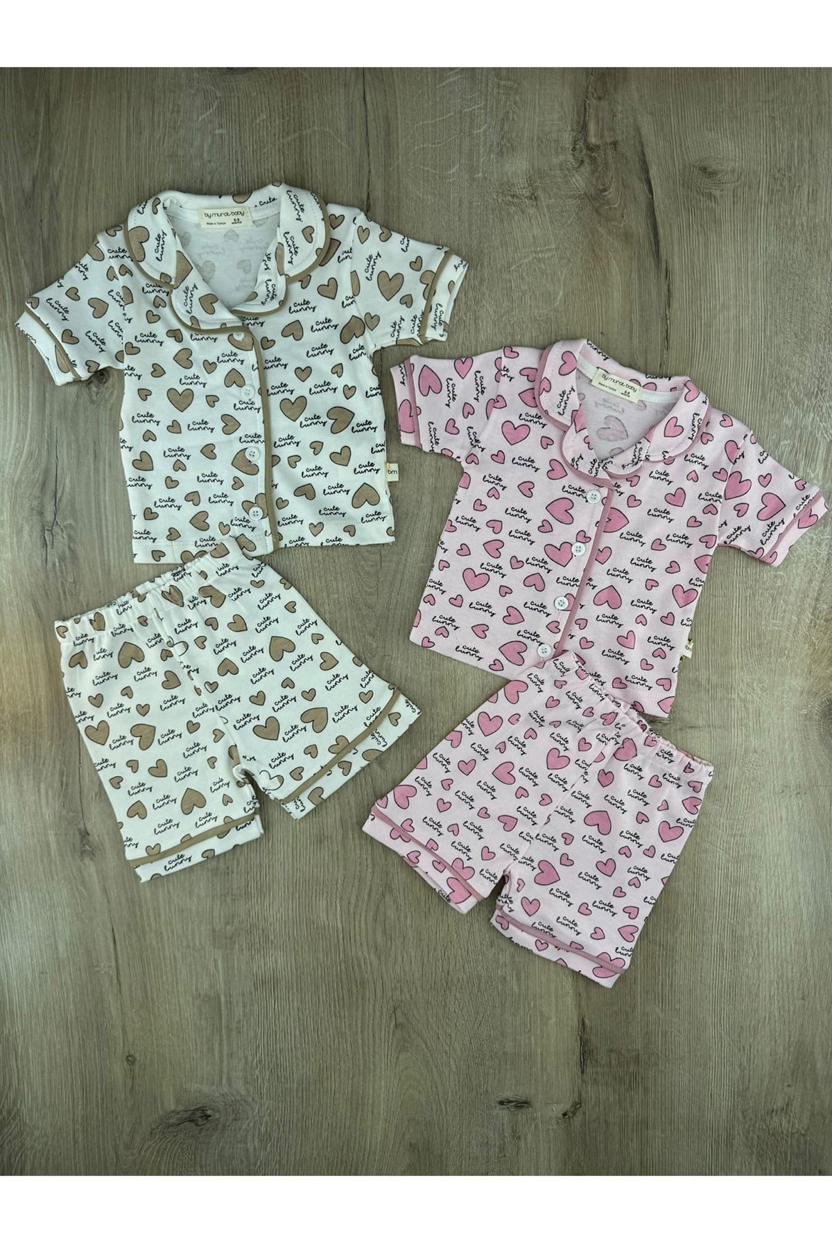 Murat Baby (6-24 Ay) Kalp Desenli Şortlu Pijama Takımı