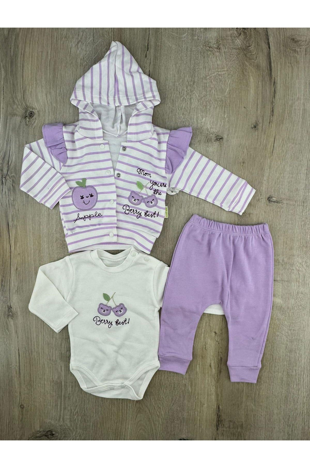 Nane Baby (3-12 Ay) Meyve Desenli Hırkalı 3Lü Takım