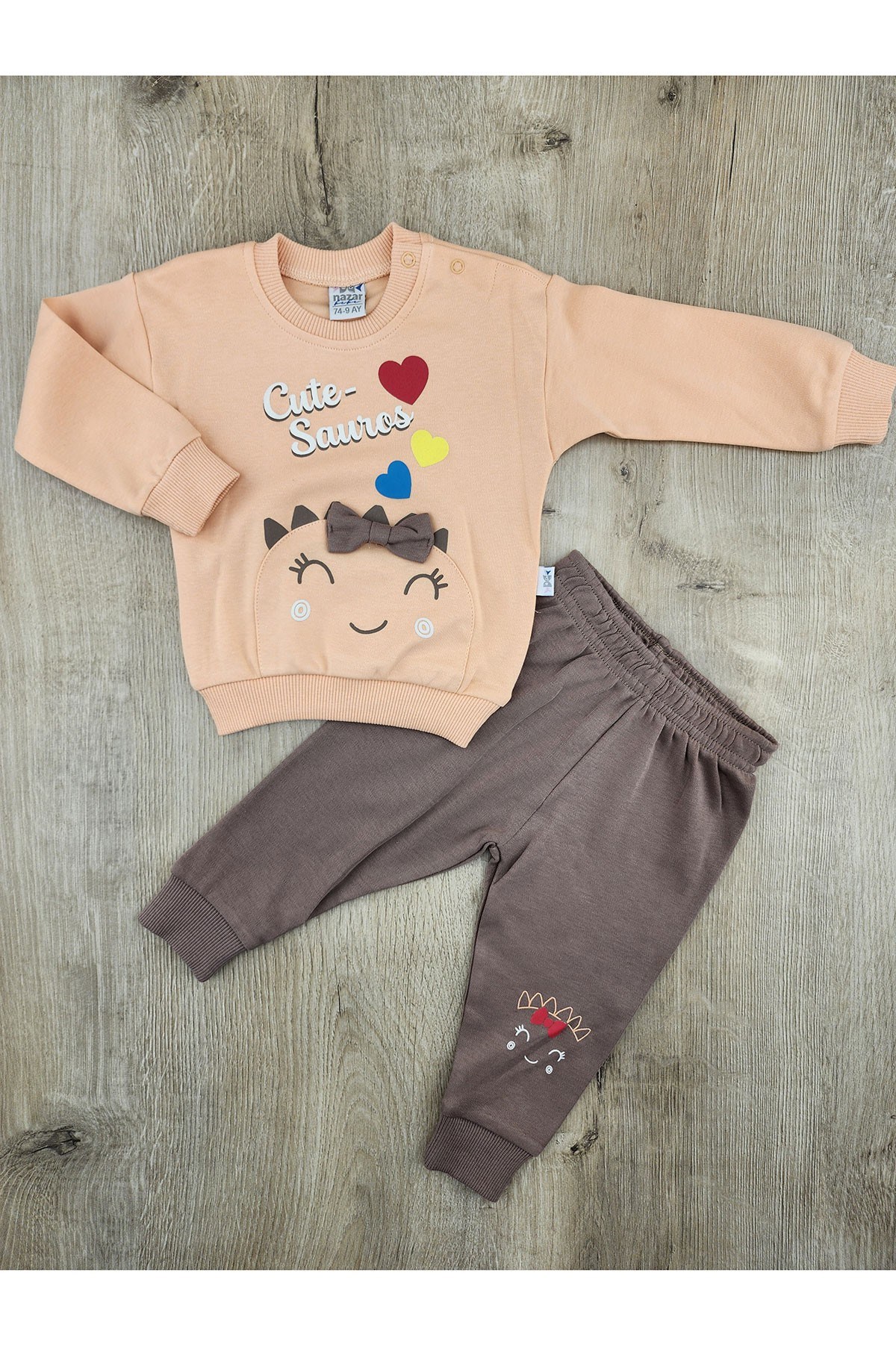 Nazar Bebe 25748 (9-24 Ay) Cute Sauros Desenli Mevsimlik Takım