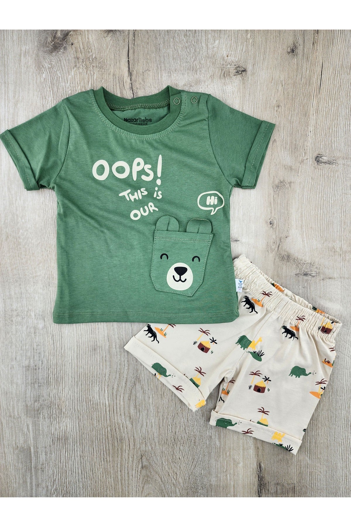 Nazar Bebe (9-24 Ay) 25616 Oops Desenli Şortlu Takım