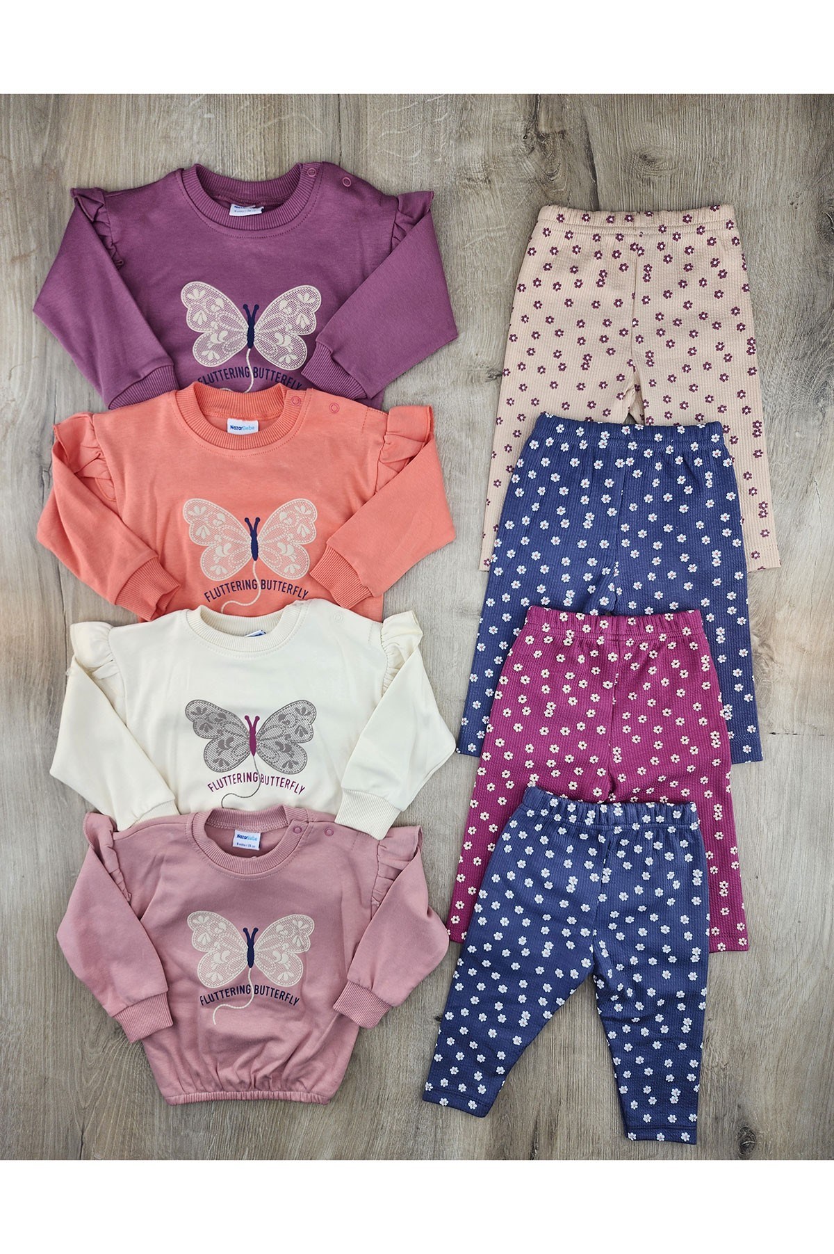Nazar Bebe (9-24 Ay) 26724  Kelebek Desenli Taytlı Mevsimlik Takım