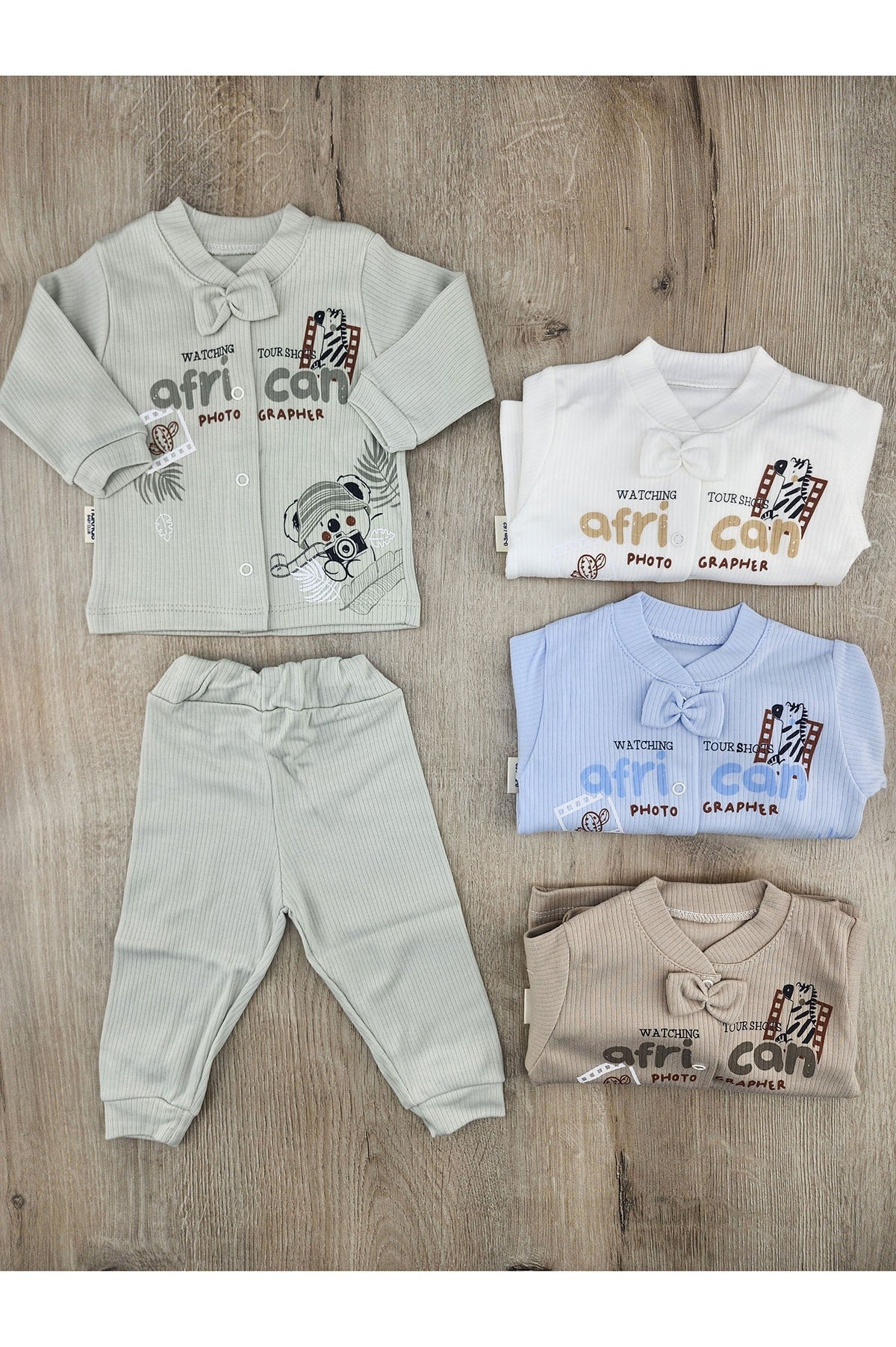 Nurhas (0-6 Ay) 6024 Zebra Ayıcık Desenli Papyonlu Takım