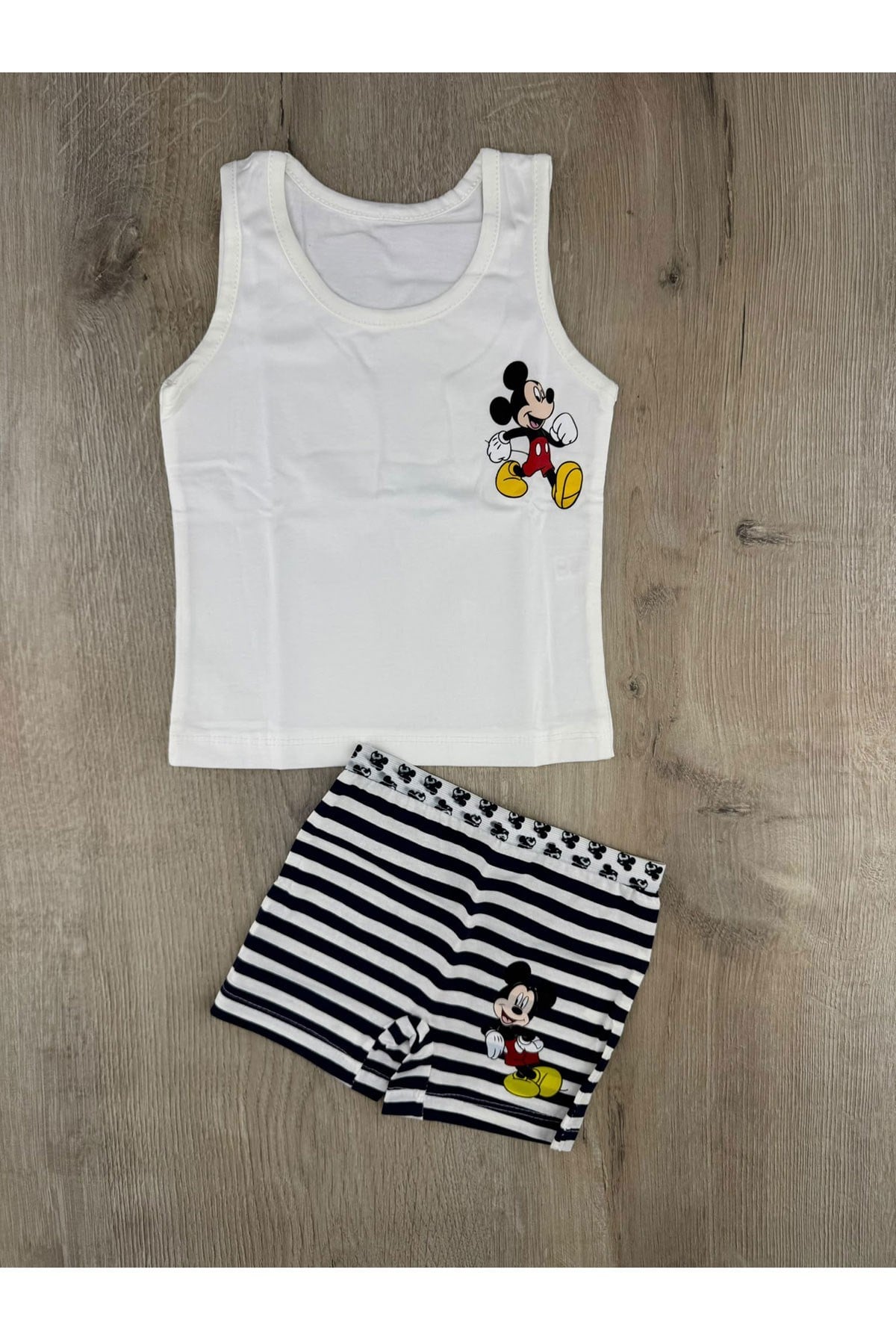 Pink (2-5 Yaş) Koşan Mickey Desenli Atlet Boxer Takım