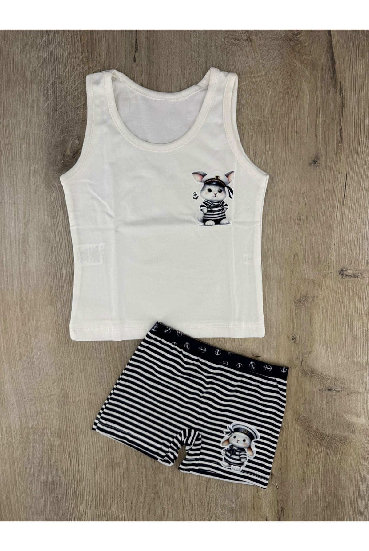 Pink (2-5 Yaş) Tavşan Desenli Atlet Boxer Takım