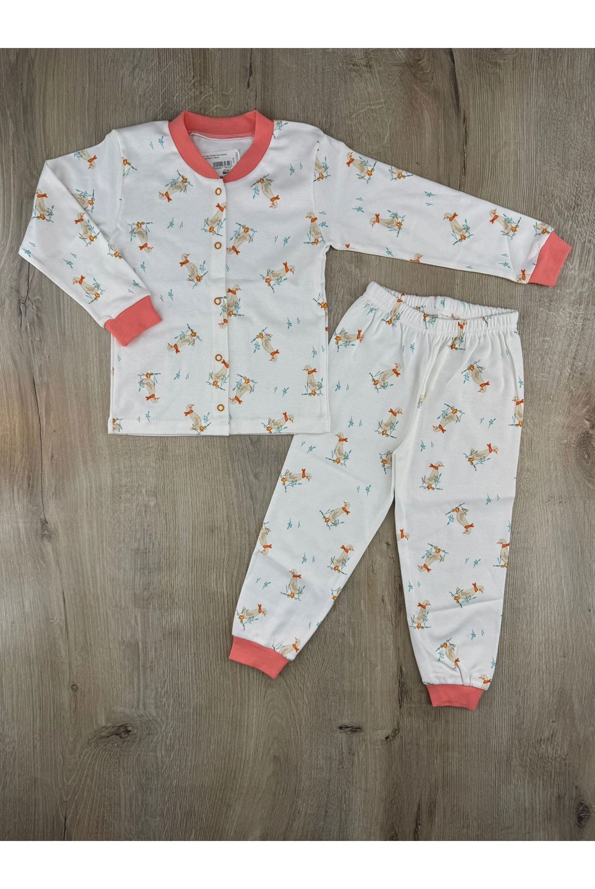 Seçkin (3-6 Yaş) Daldaki Kuş Desenli Önden Çıtçıtlı Pijama Takımı