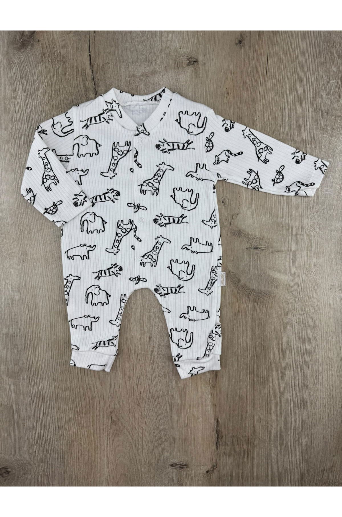 Süpermini (0-9 Ay) Zürafa Zebra Desenli Tulum