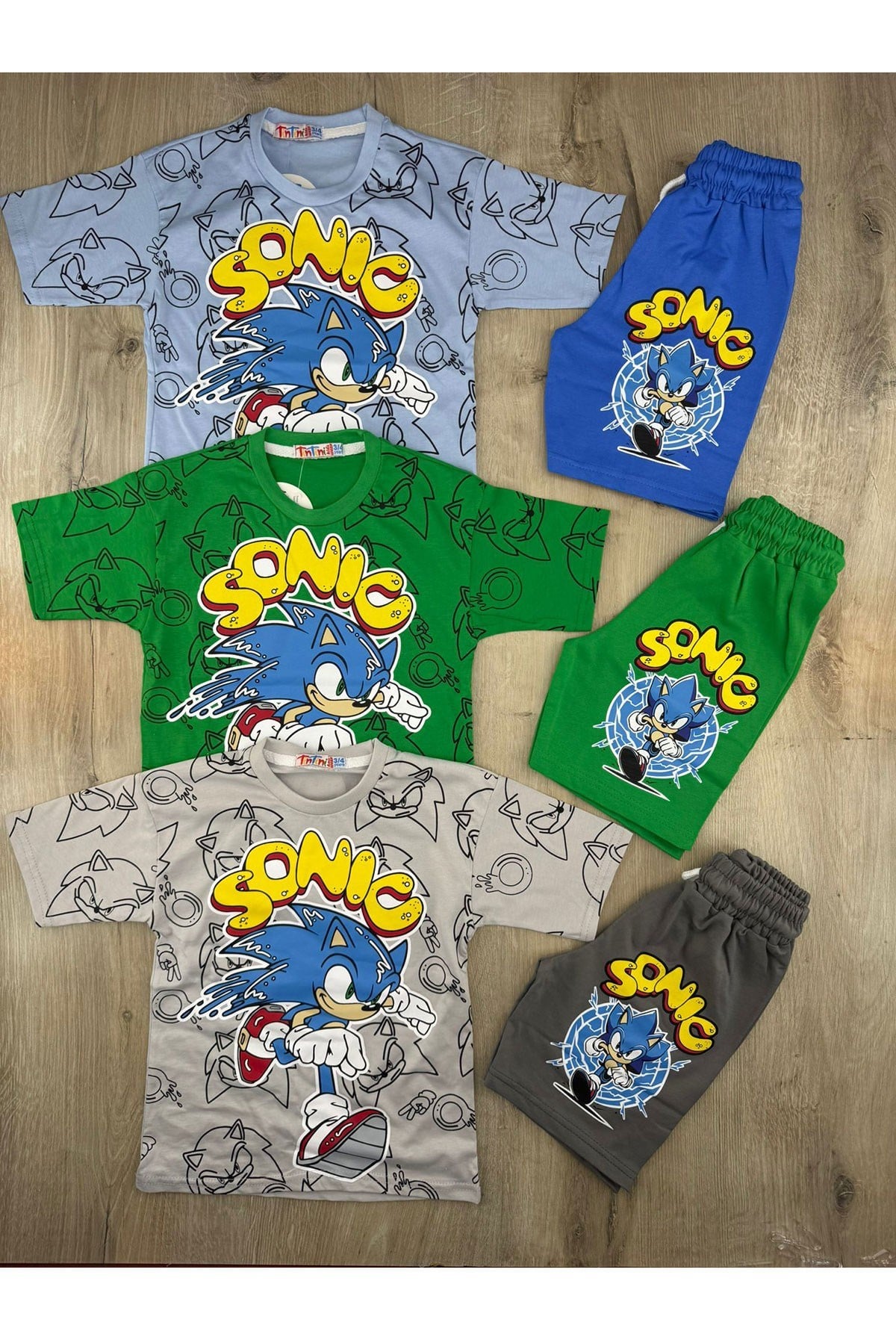 Tintini (3-10 Yaş) Sonic Desenli Şortlu Takım