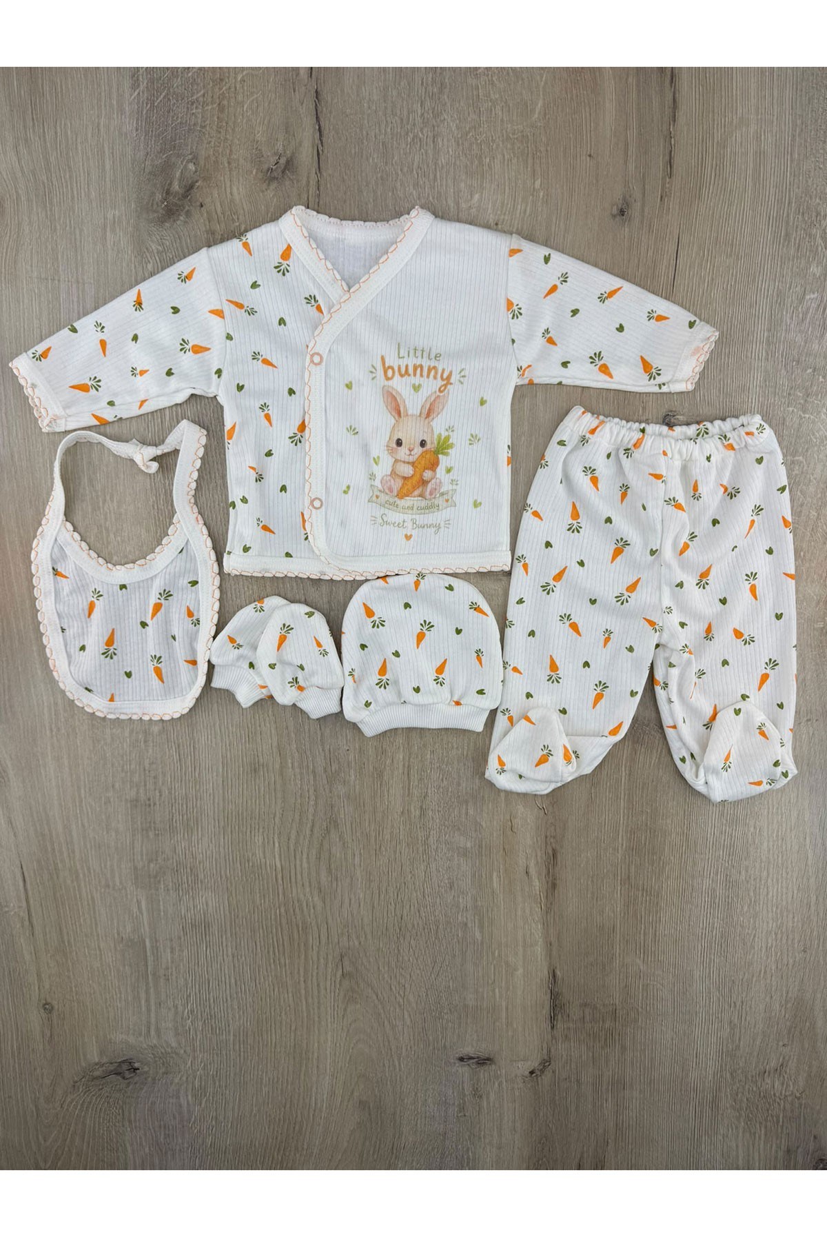 Zem 0-3 Ay  Bunny TaVSAN Desenli 5 Li Zıbın Takımı