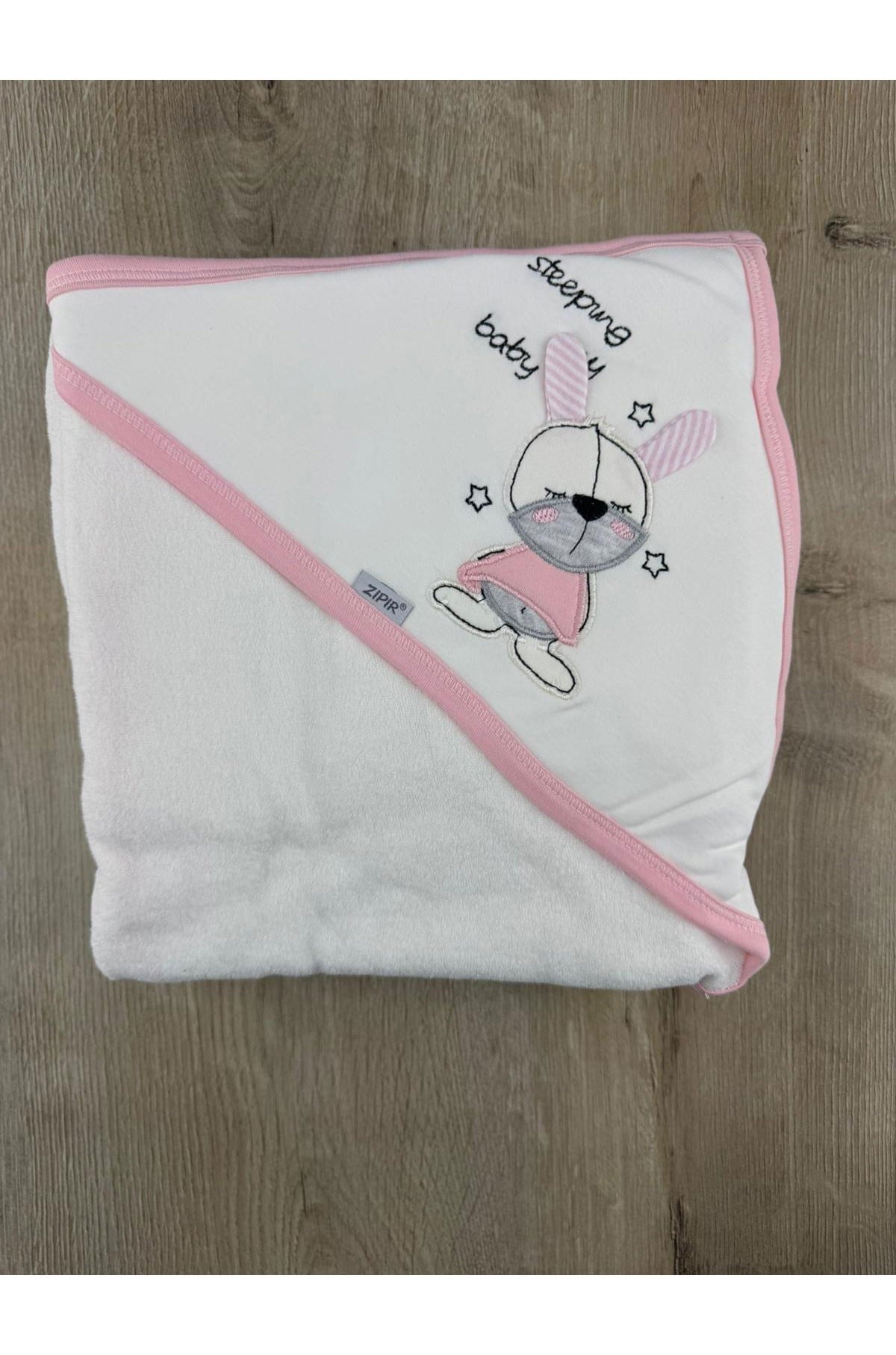 Zıpır Baby (0-2 Yaş) Uyuyan Tavşan Desenli Banyo Havlusu