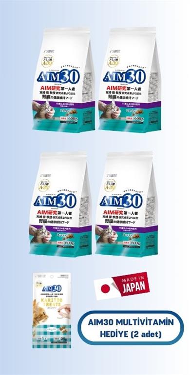 4'lü AIM30 +15 YAŞLI KEDİ MAMASI BALIKLI, MULTİVİTAMİN HEDİYELİ