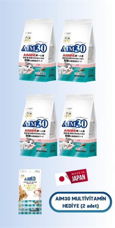 4'lü AIM30 YAVRU KEDİ MAMASI BALIKLI, MULTİVİTAMİN HEDİYELİ