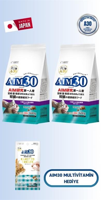 AIM302'li 15 YAŞLI KEDİ MAMASI BALIKLI, MULTİVİTAMİN HEDİYELİ