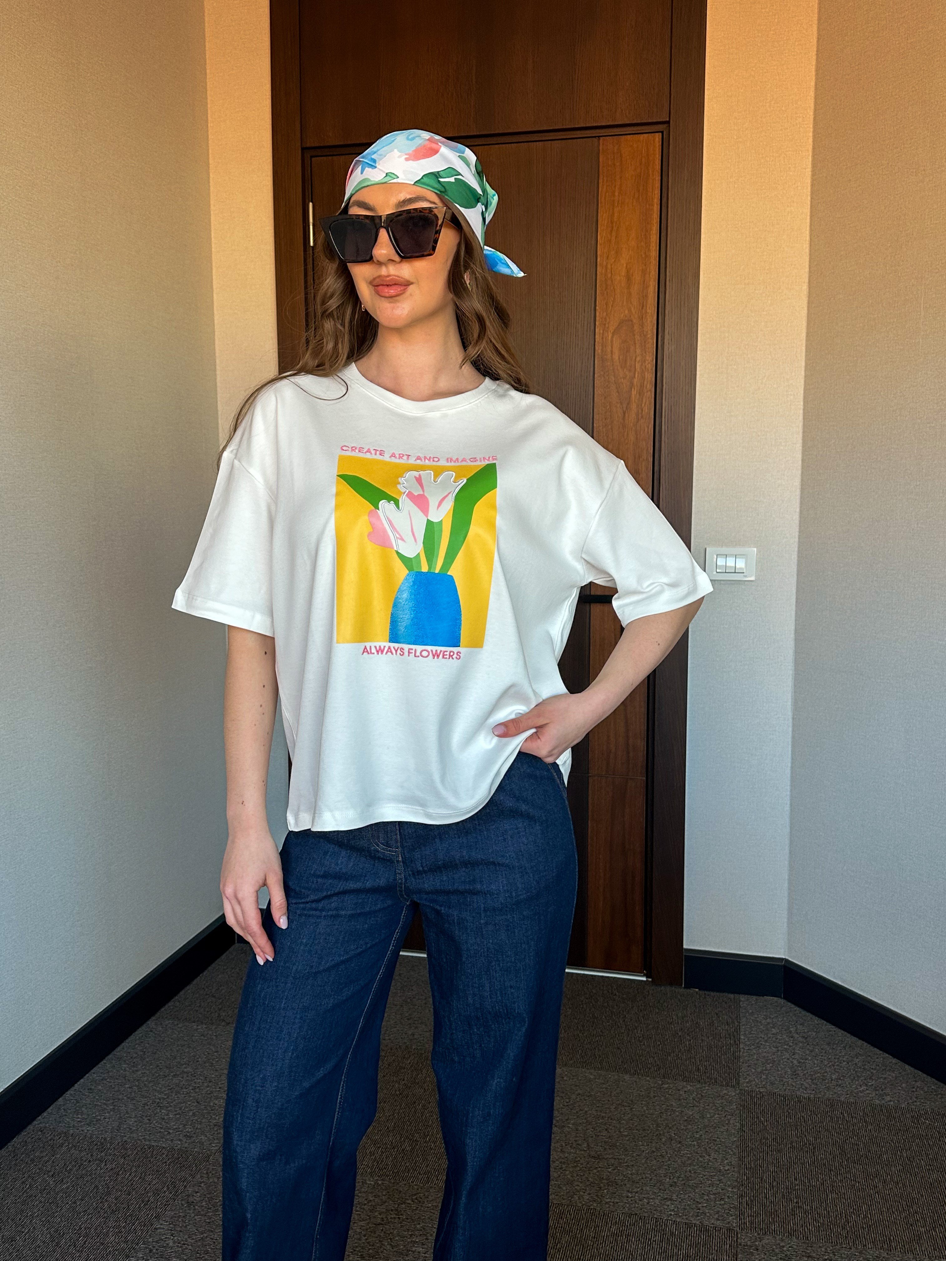 ALWAYS FLOWERS KADIN T-SHIRT