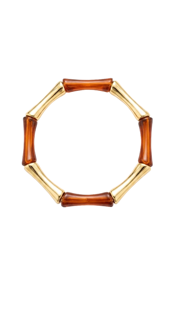 AMBER REÇİNE VE GOLD BAMBU FORM BİLEKLİK