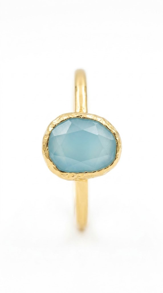 ANTİK DOKULU OVAL AKVAMARİN MAVİSİ GOLD YÜZÜK