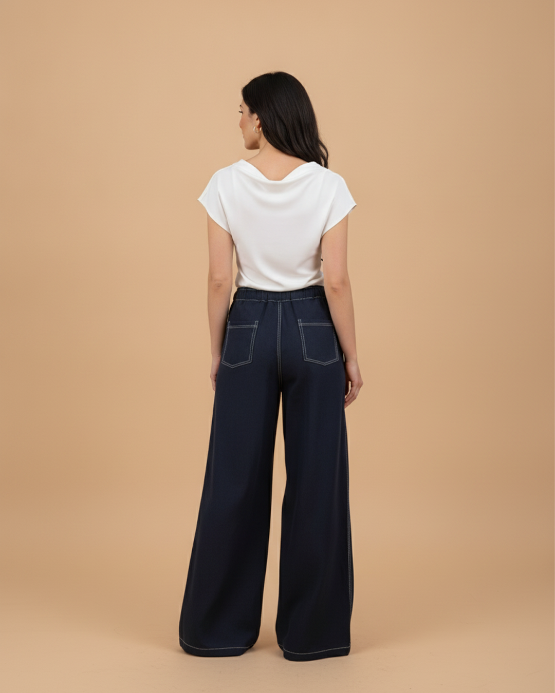 BELİ BAĞLAMALI GENİŞ PAÇA RAHAT KESİM PANTOLON