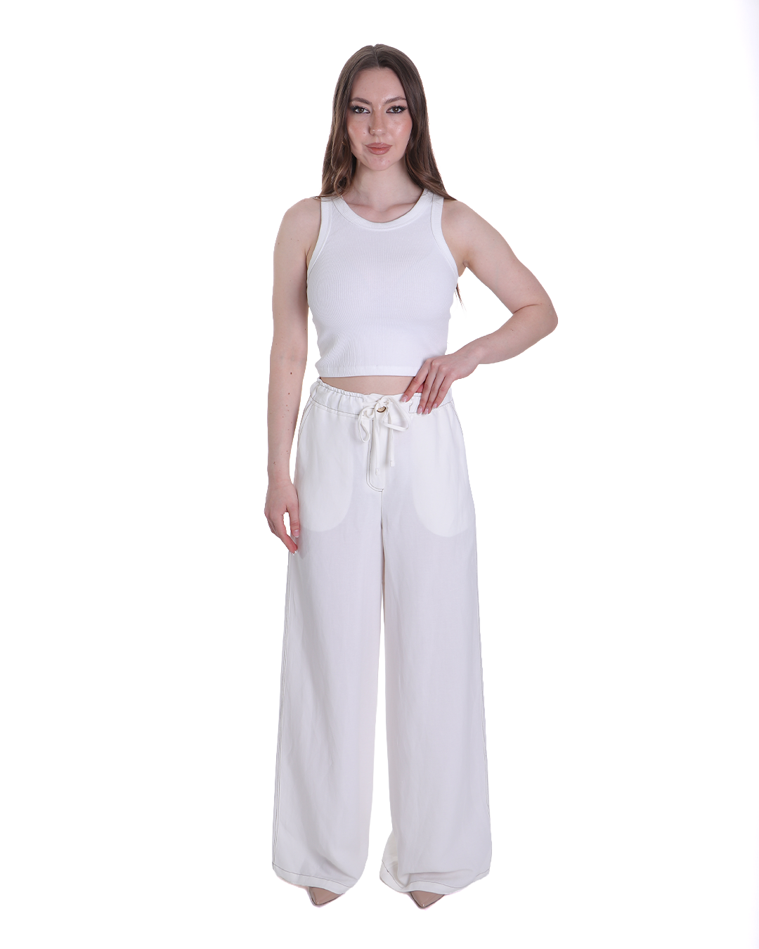 BELİ BAĞLAMALI GENİŞ PAÇA RAHAT KESİM PANTOLON