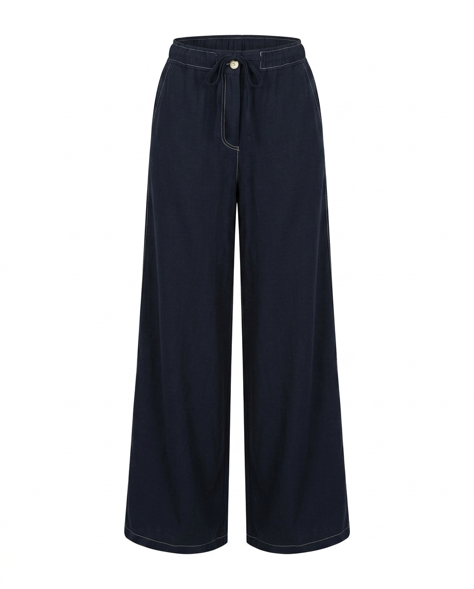 BELİ BAĞLAMALI GENİŞ PAÇA RAHAT KESİM PANTOLON