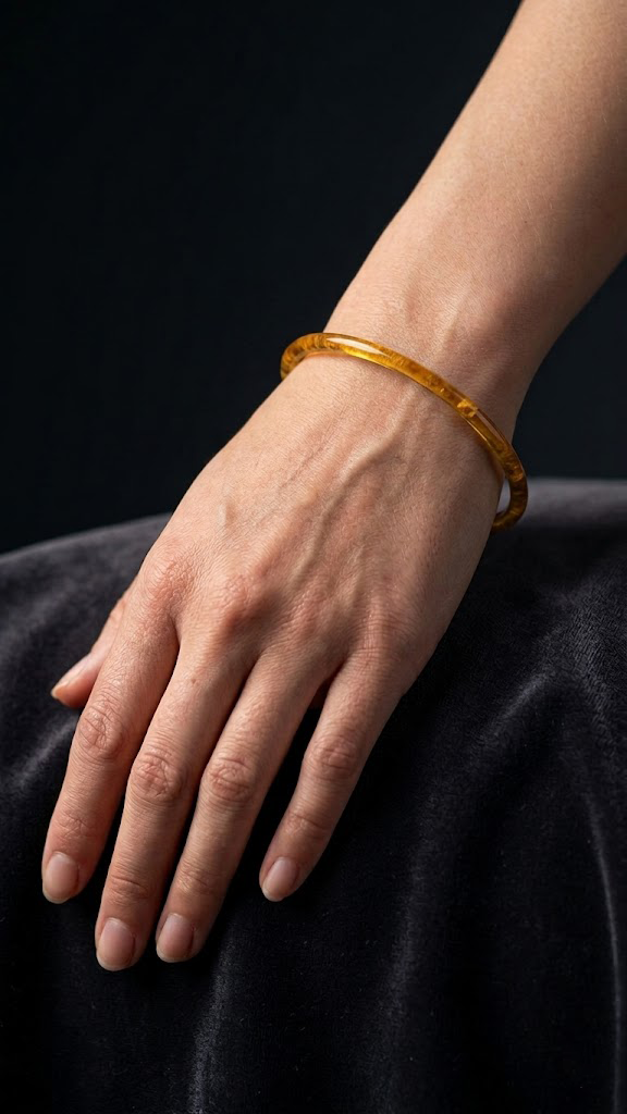 KEHRİBAR GÖRÜNÜMLÜ İNCE FORM BİLEZİK