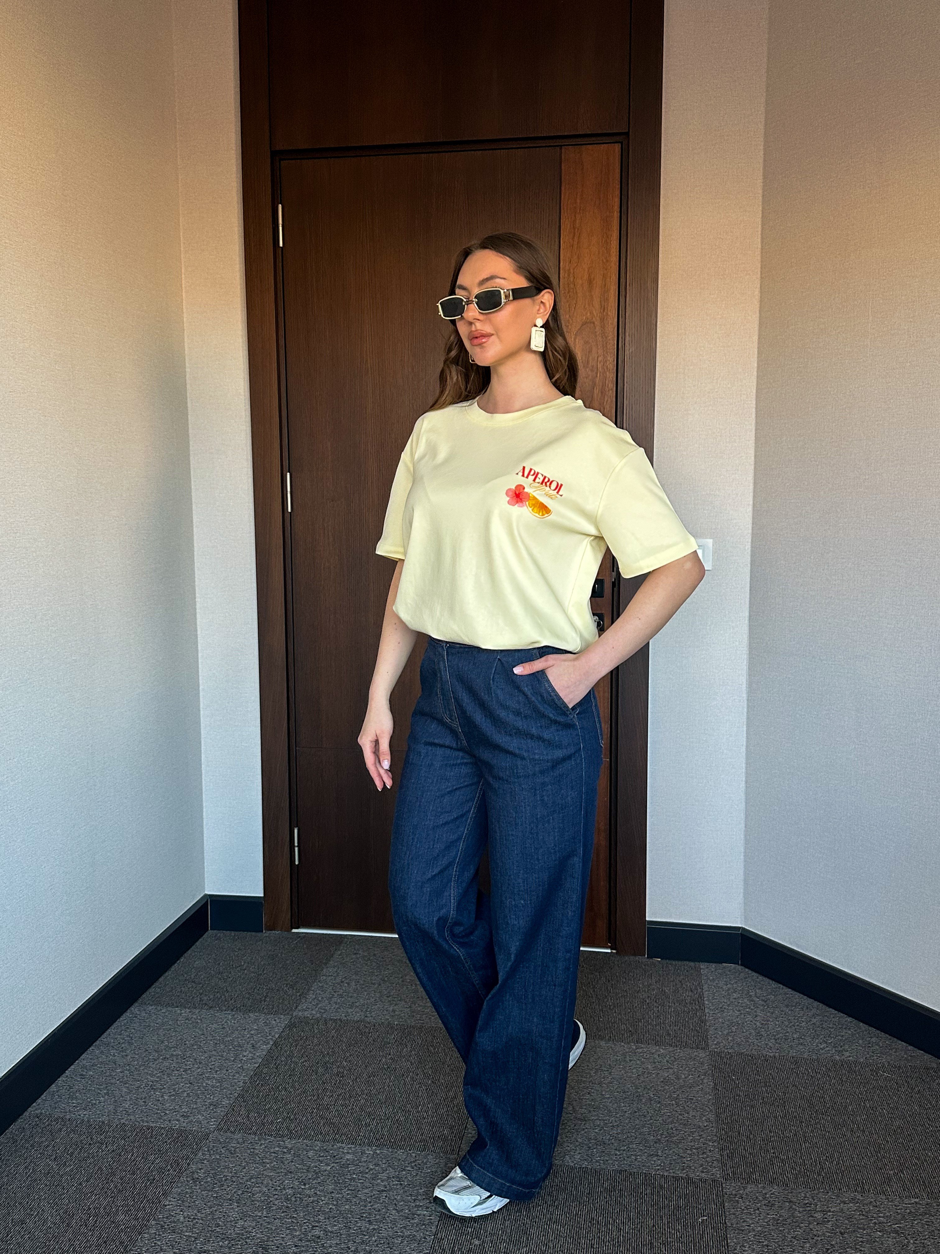 APEROL BASKILI KADIN T-SHIRT