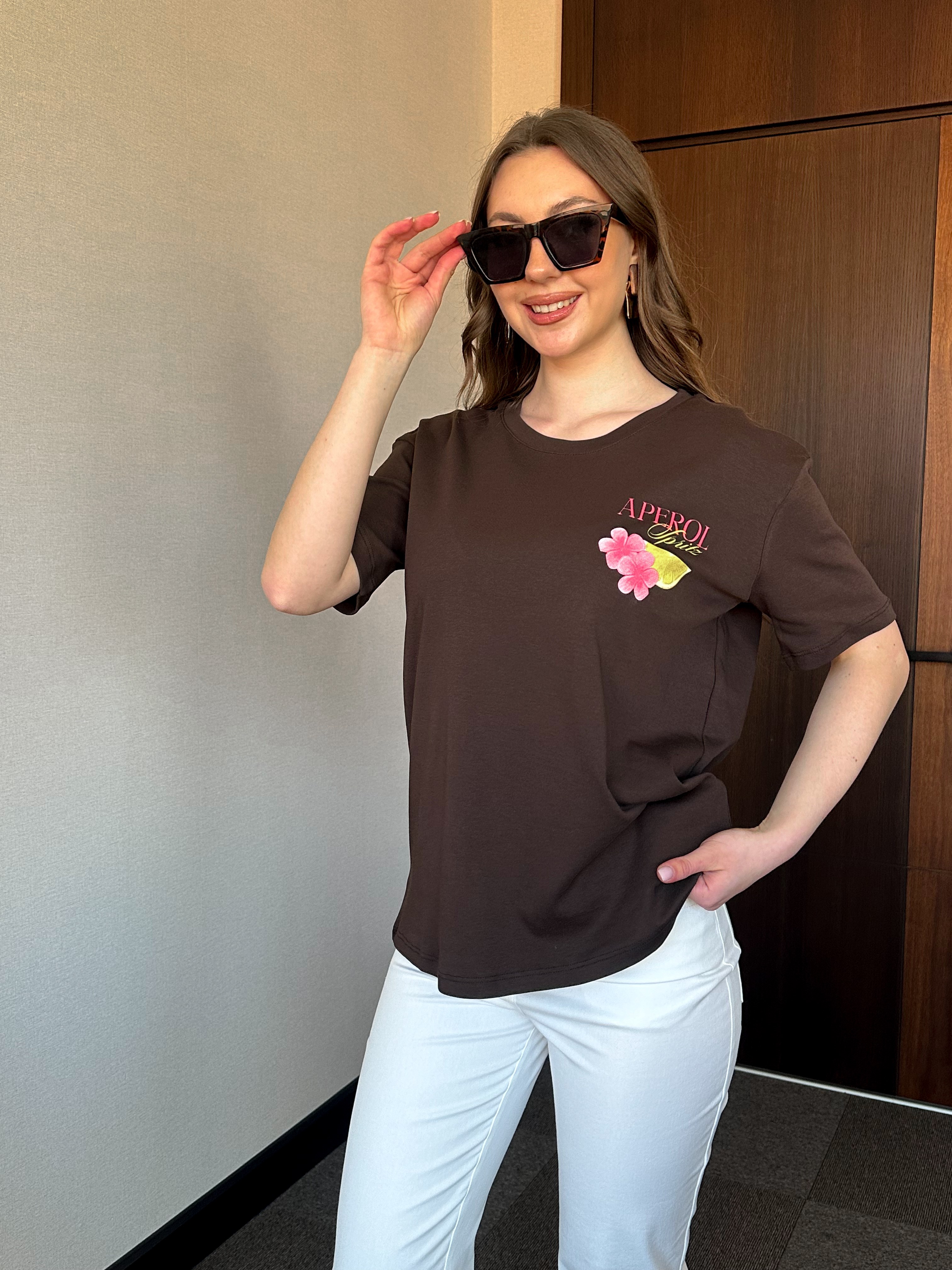 APEROL BASKILI KADIN T-SHIRT